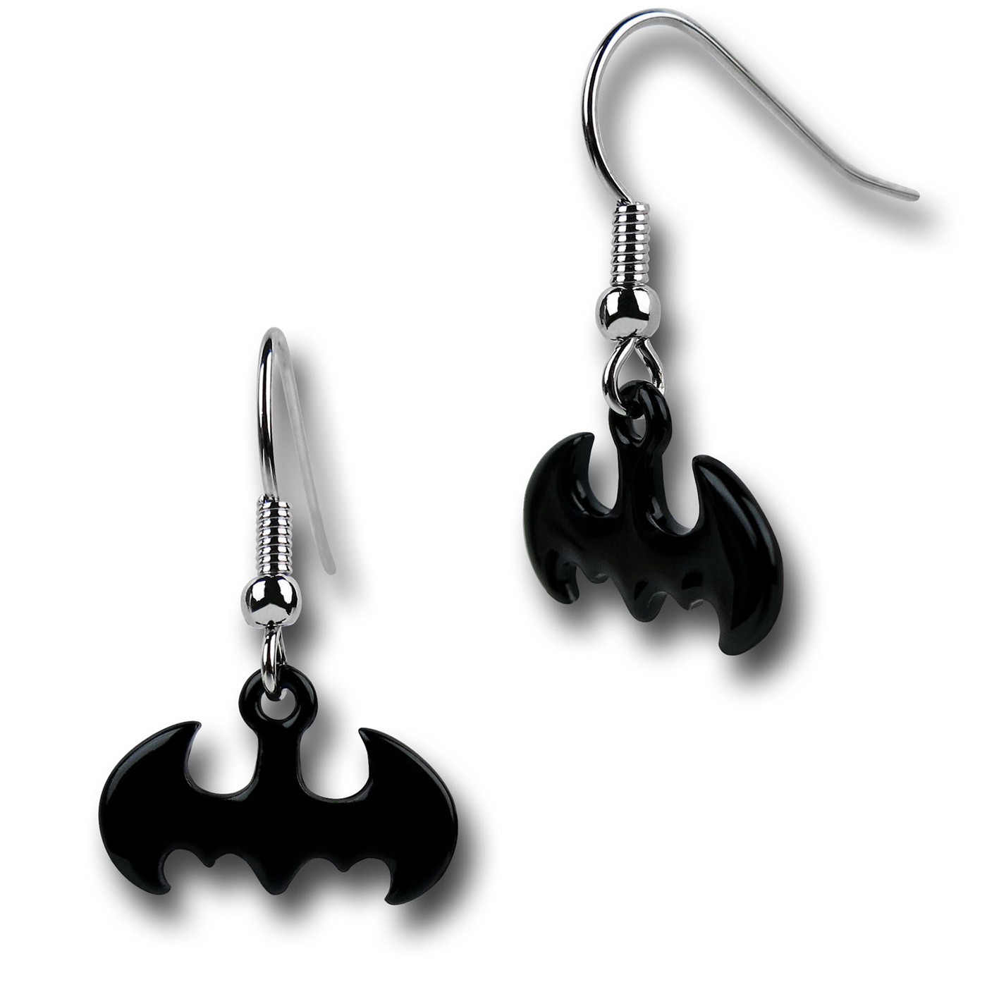 Batman Symbol Black Dangle Earrings, Black