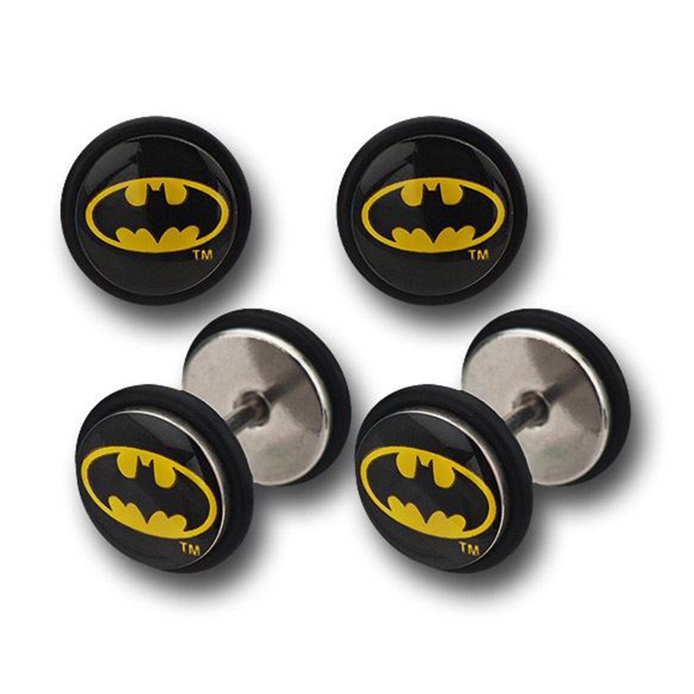 Batman Symbol 18G 316L Surgical Steel Fake Plugs, Black