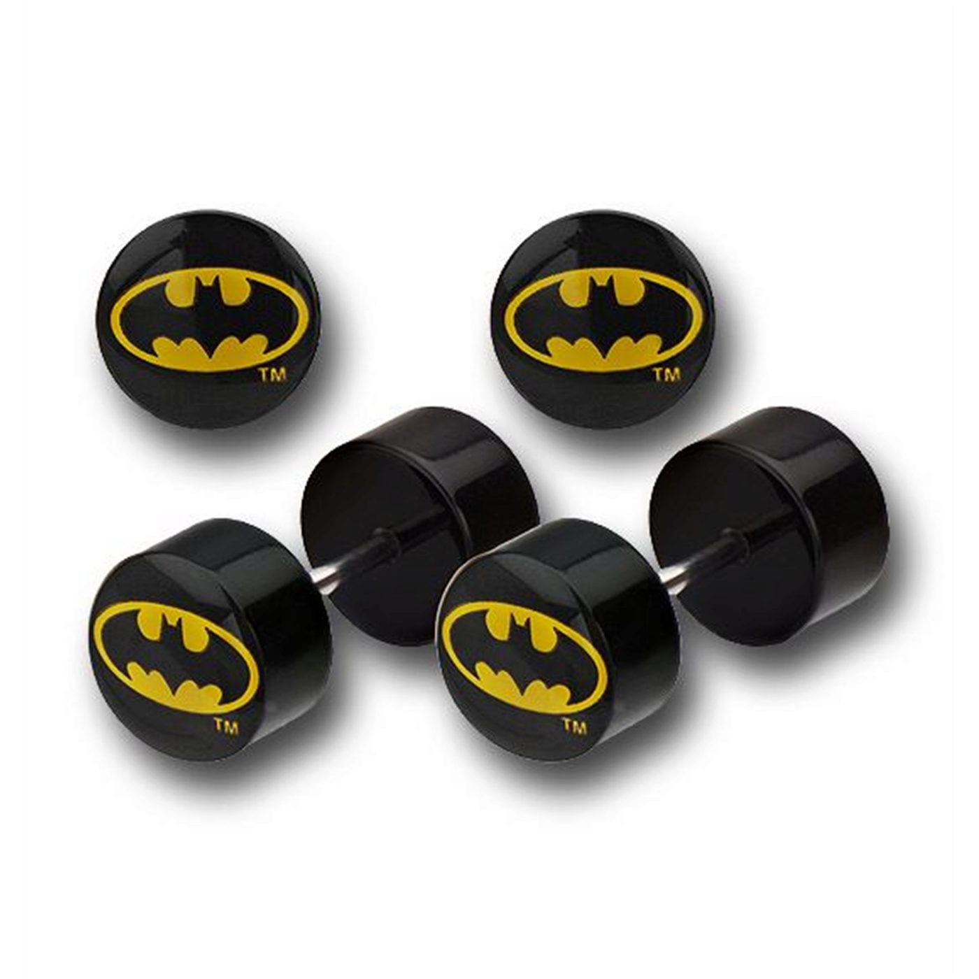 Batman RAISED Symbol 316L Surgical Steel Faux Plugs, Black