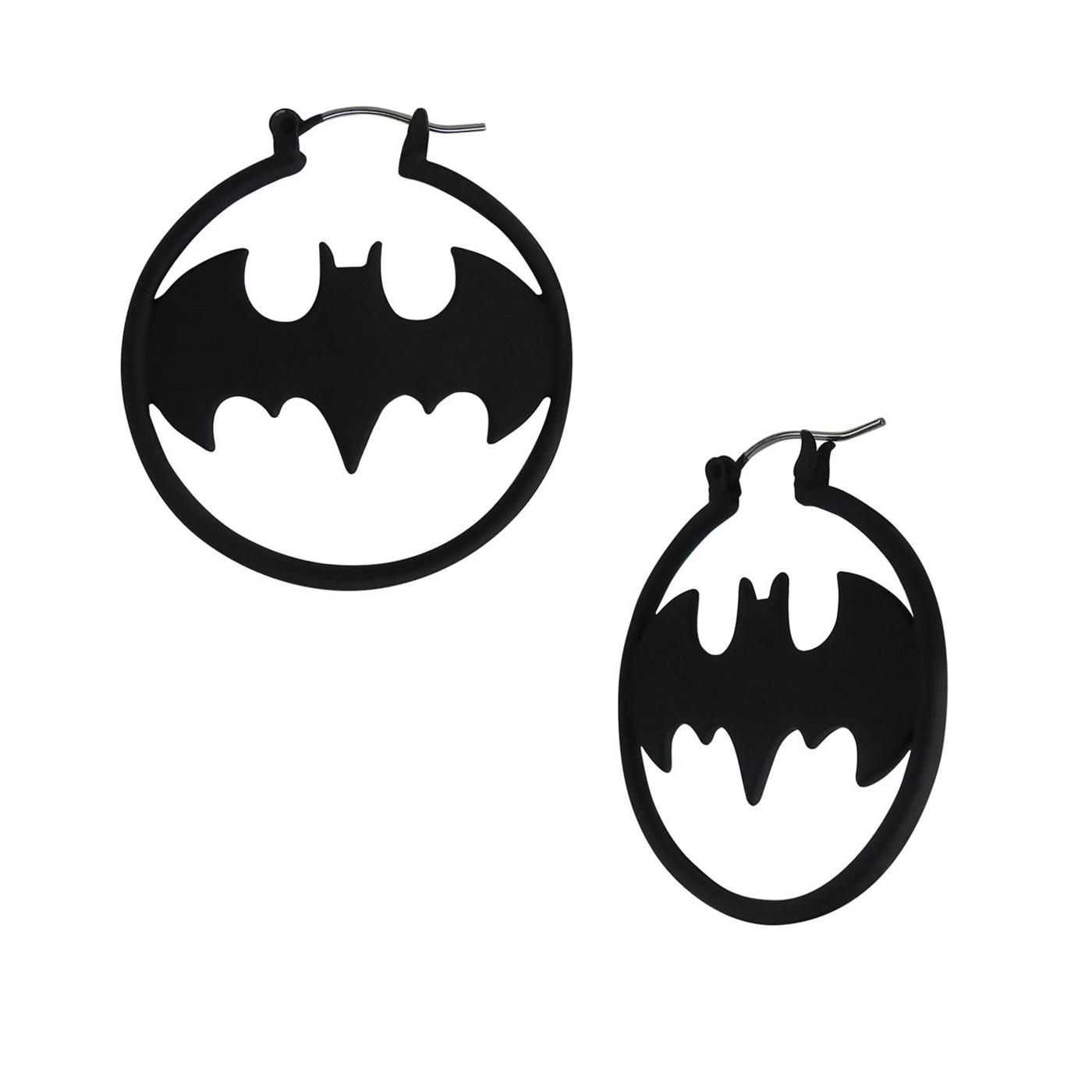 Batman Symbol Hoop Earrings, Black