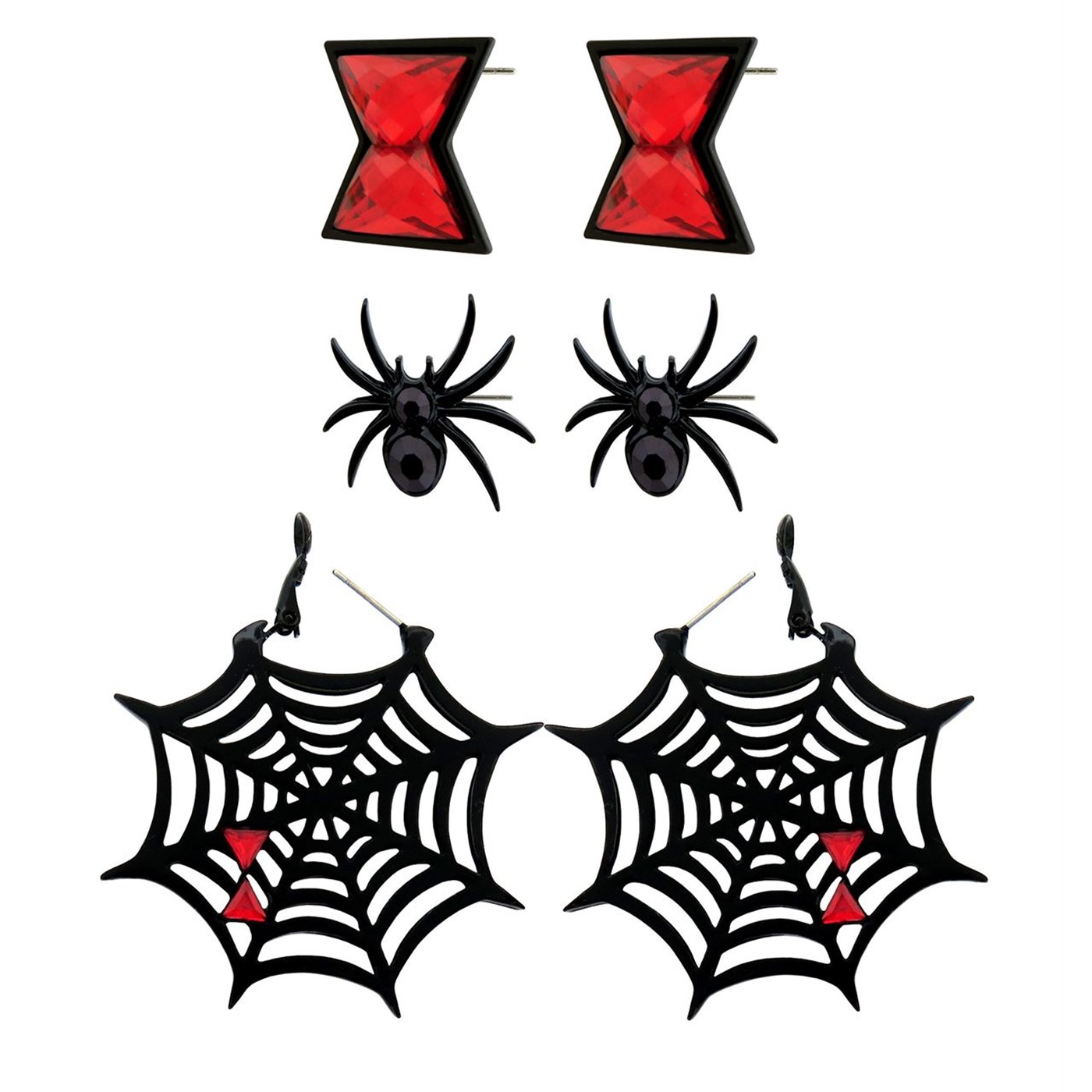 Black Widow Earrings 3-Pack, Black