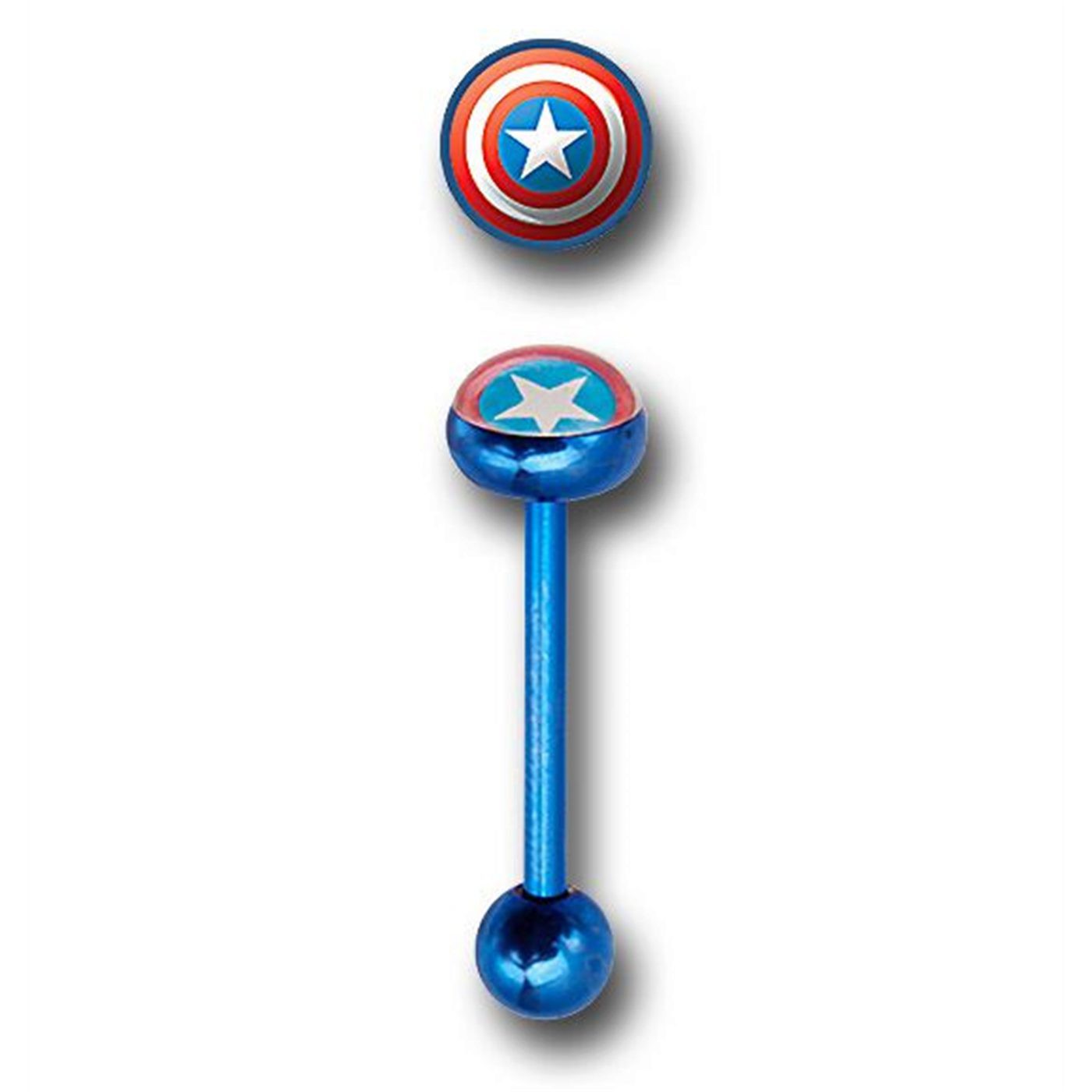 Captain America 316L Surgical Steel Barbell, Blue