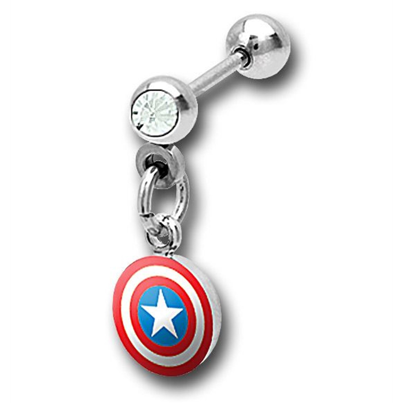 Captain America 316L Surgical Steel Cartilage Earring, Grey