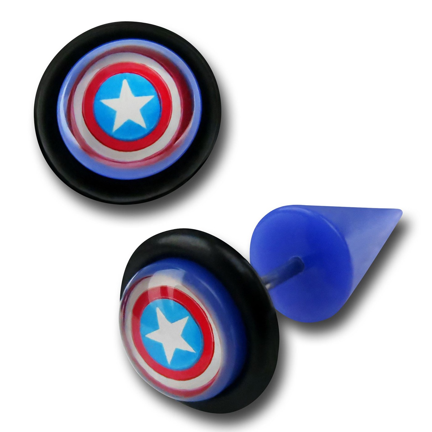 Captain America 316L Surgical Steel Fake Taper Plugs, Blue