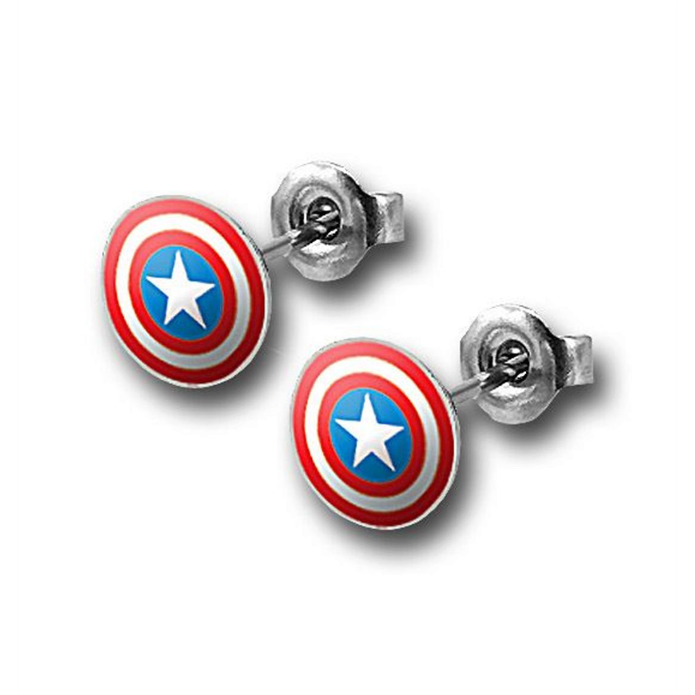 Captain America 316L Surgical Steel 18G Stud Earrings, Grey
