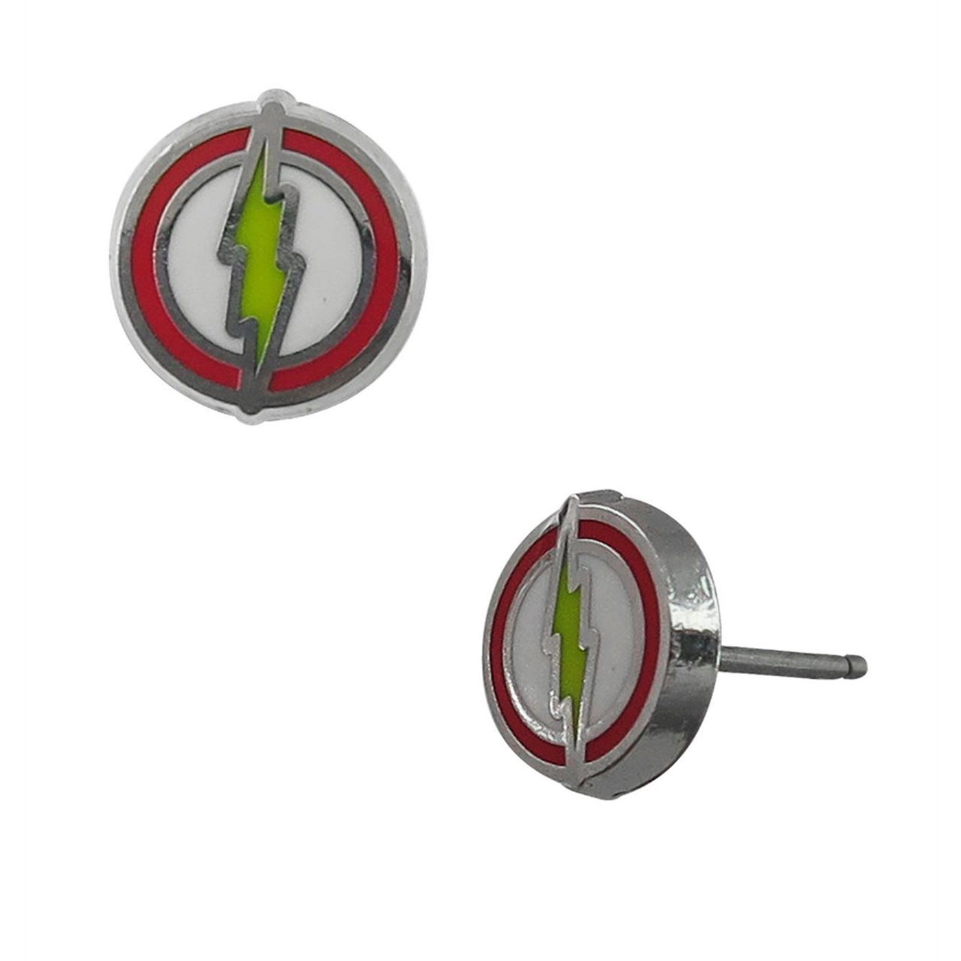 Flash Symbol Stud Earrings, Red