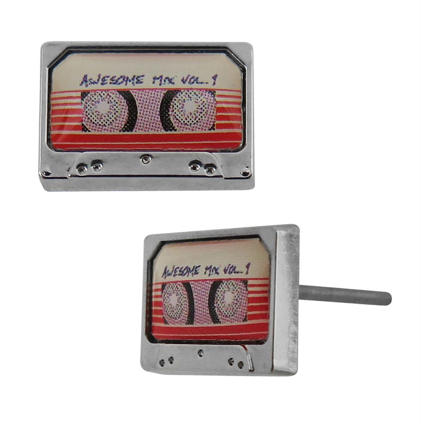 GOTG Awesome Mix Tape Stud Earrings, Silver