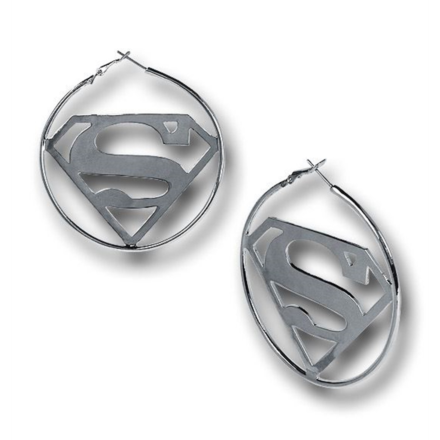 Superman Symbol Hoop Earrings, Grey