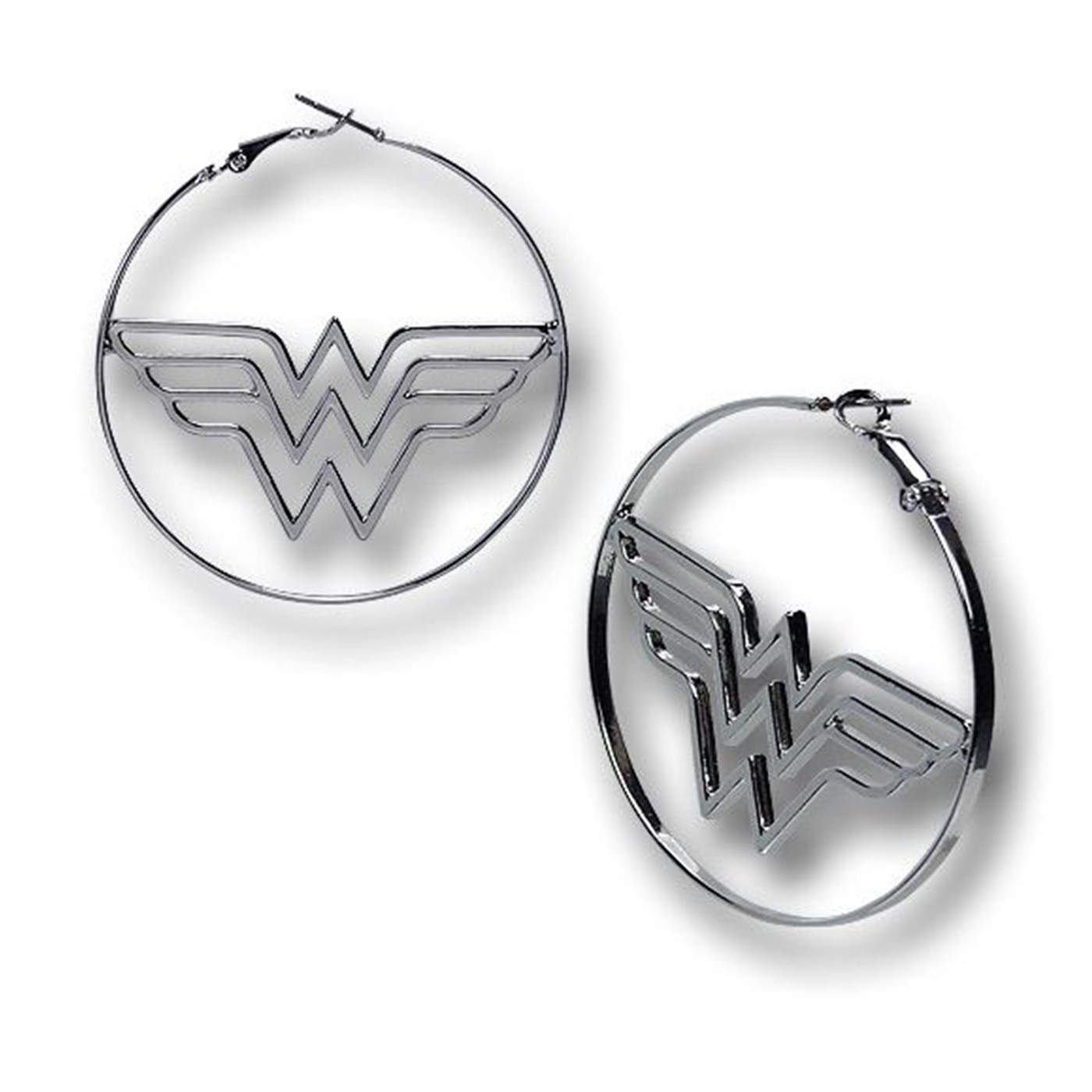 Wonder Woman Hoop Earrings, Grey