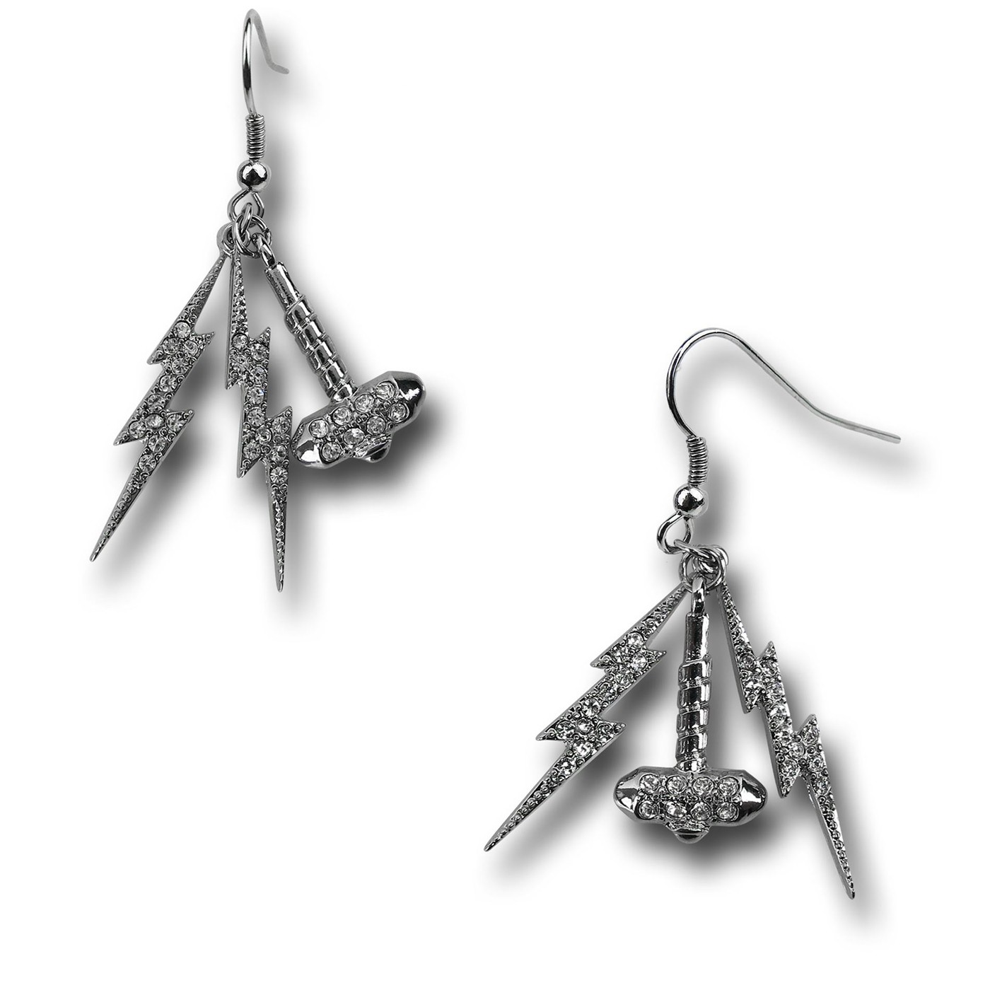 Thor Hammer & Lightning Dangle Earrings