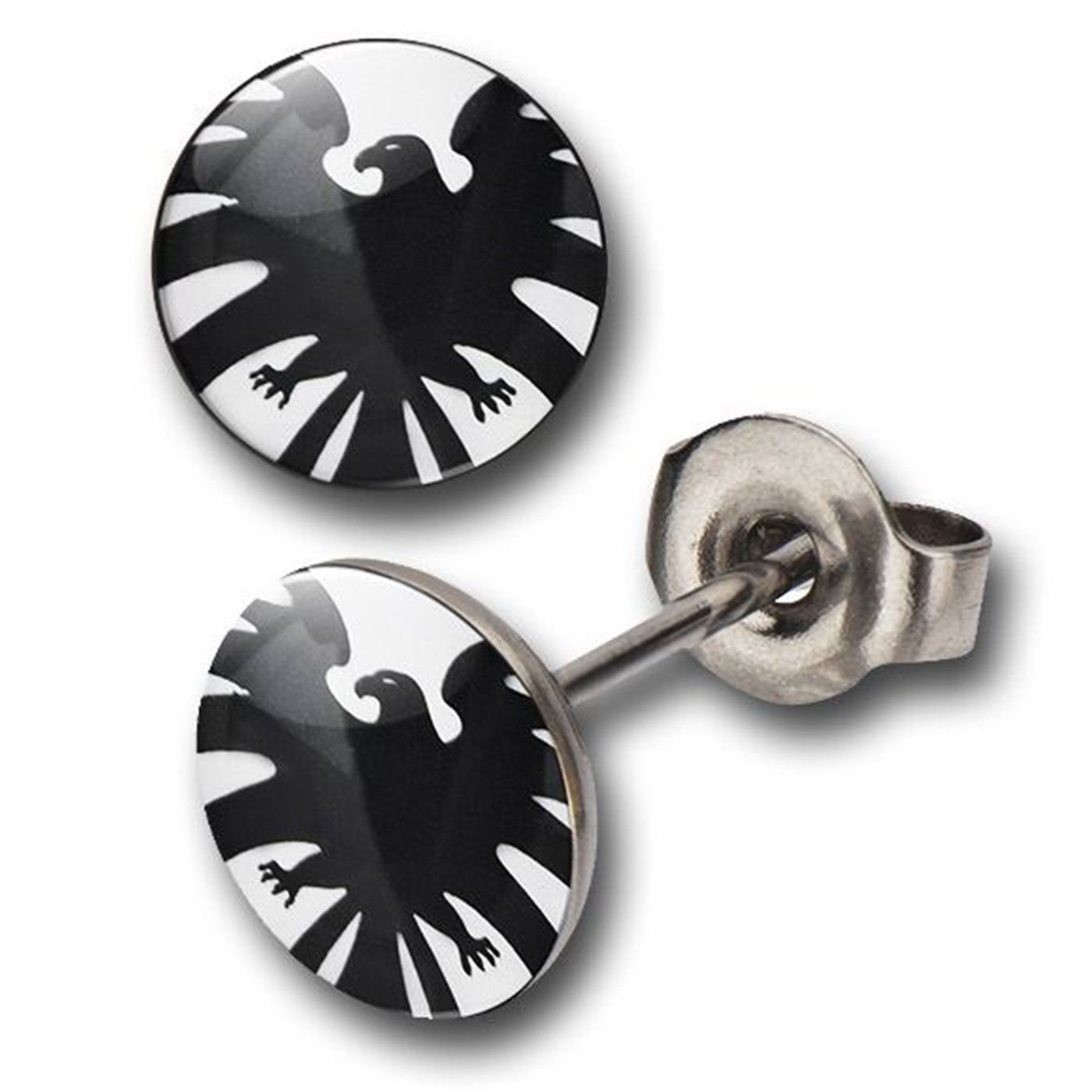 SHIELD Symbol 316L Surgical Steel Stud Earrings, Black