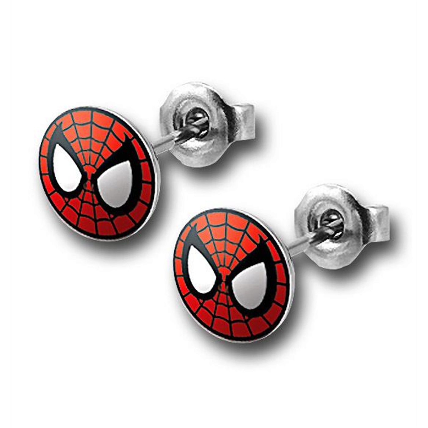 Spiderman Face 316L Surgical Steel 18G Stud Earrings, Red