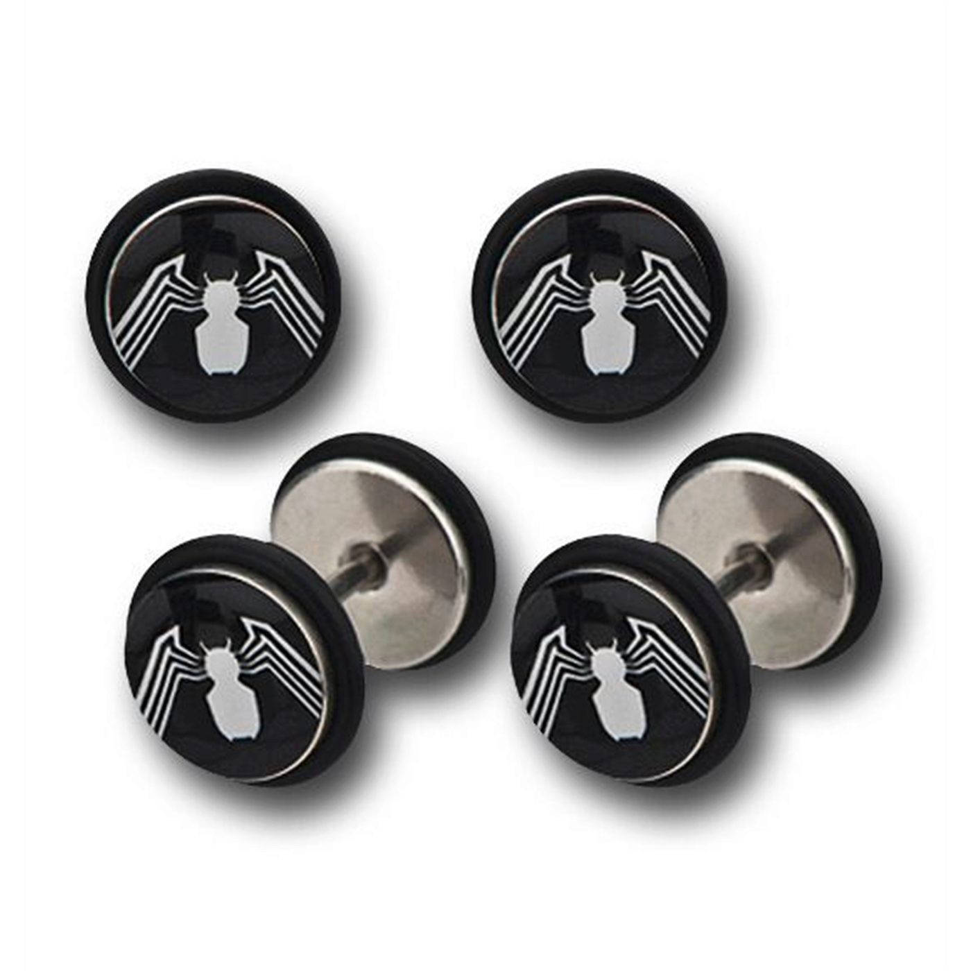 Spiderman Venom Symbol 316L Surgical Steel Fake Plugs, Black