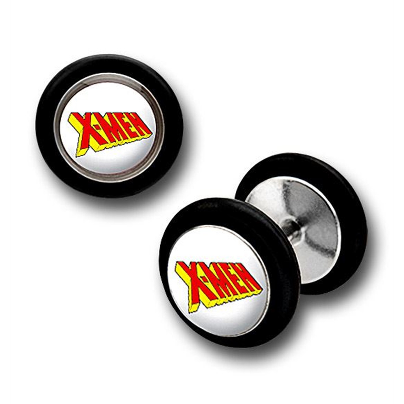 X-Men 316L Surgical Steel Earrings Fake Plugs, Black