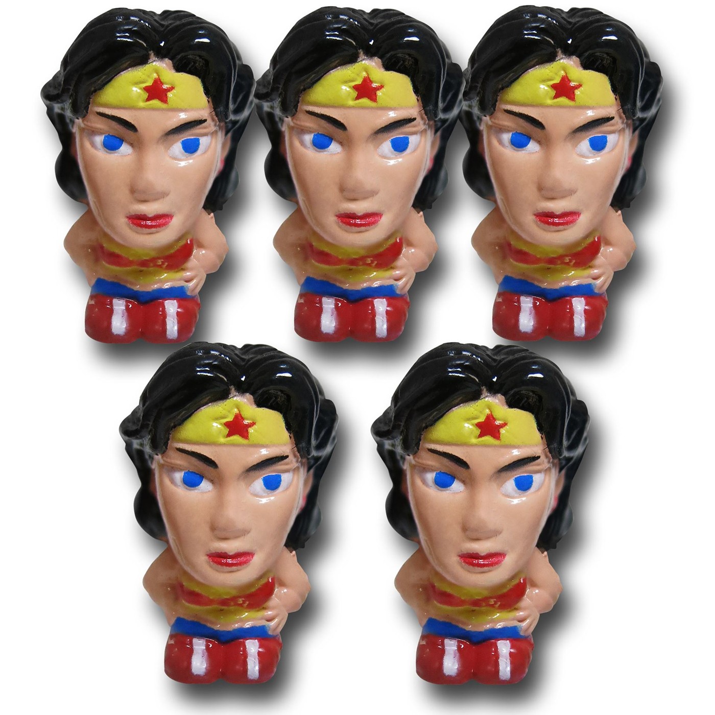 Wonder Woman Deformed Pencil Eraser Topper 5 Pack, Blue
