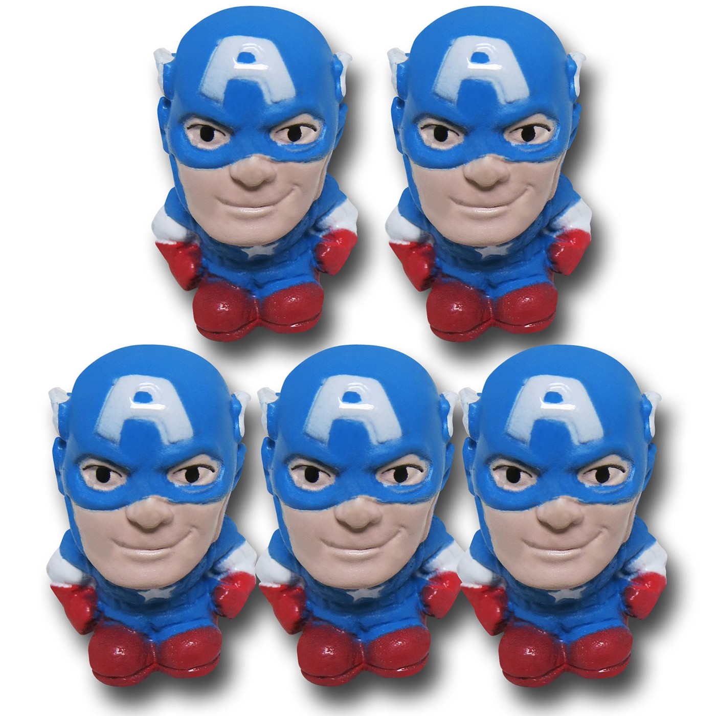 Captain America Deformed Pencil Eraser Topper 5 Pack, Blue