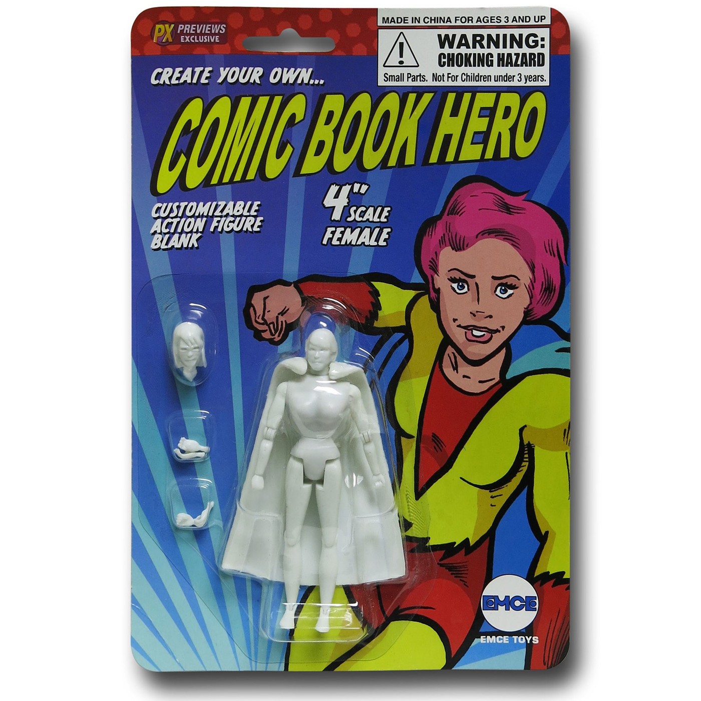 Female Comic Hero Customizable Figure, White