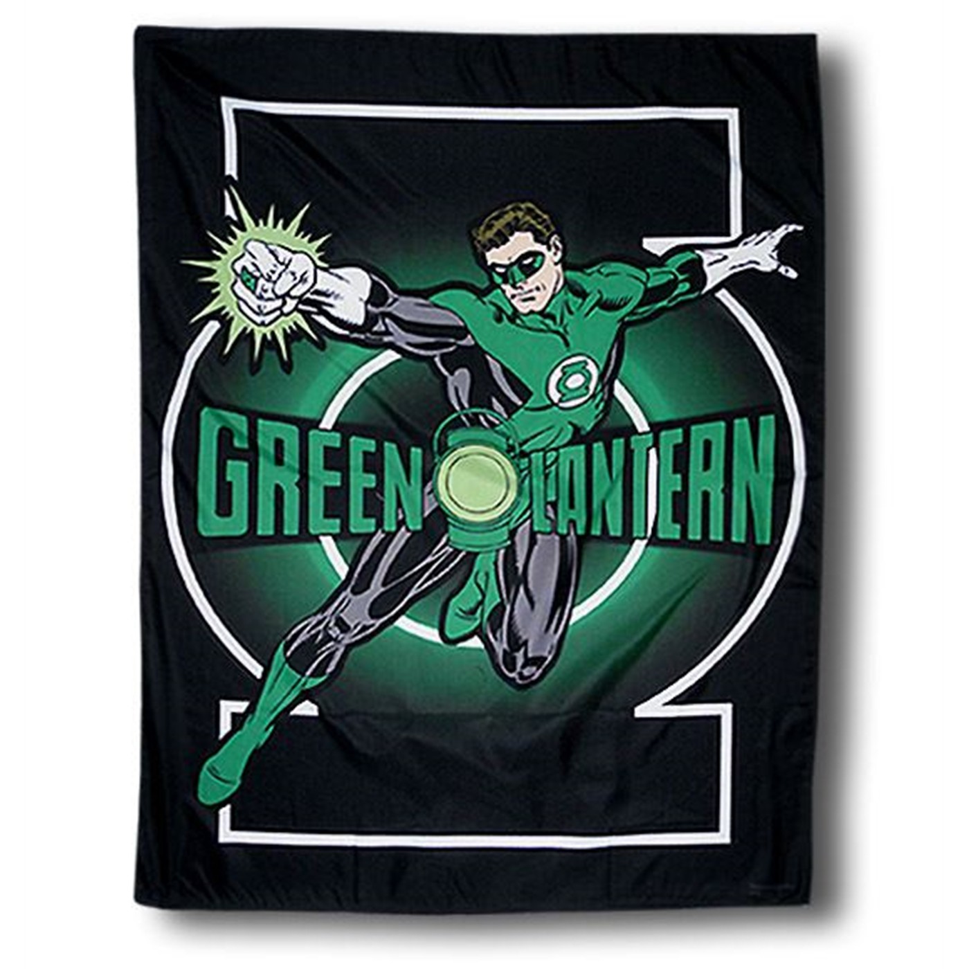 Green Lantern Flying Image Fabric Flag, Green