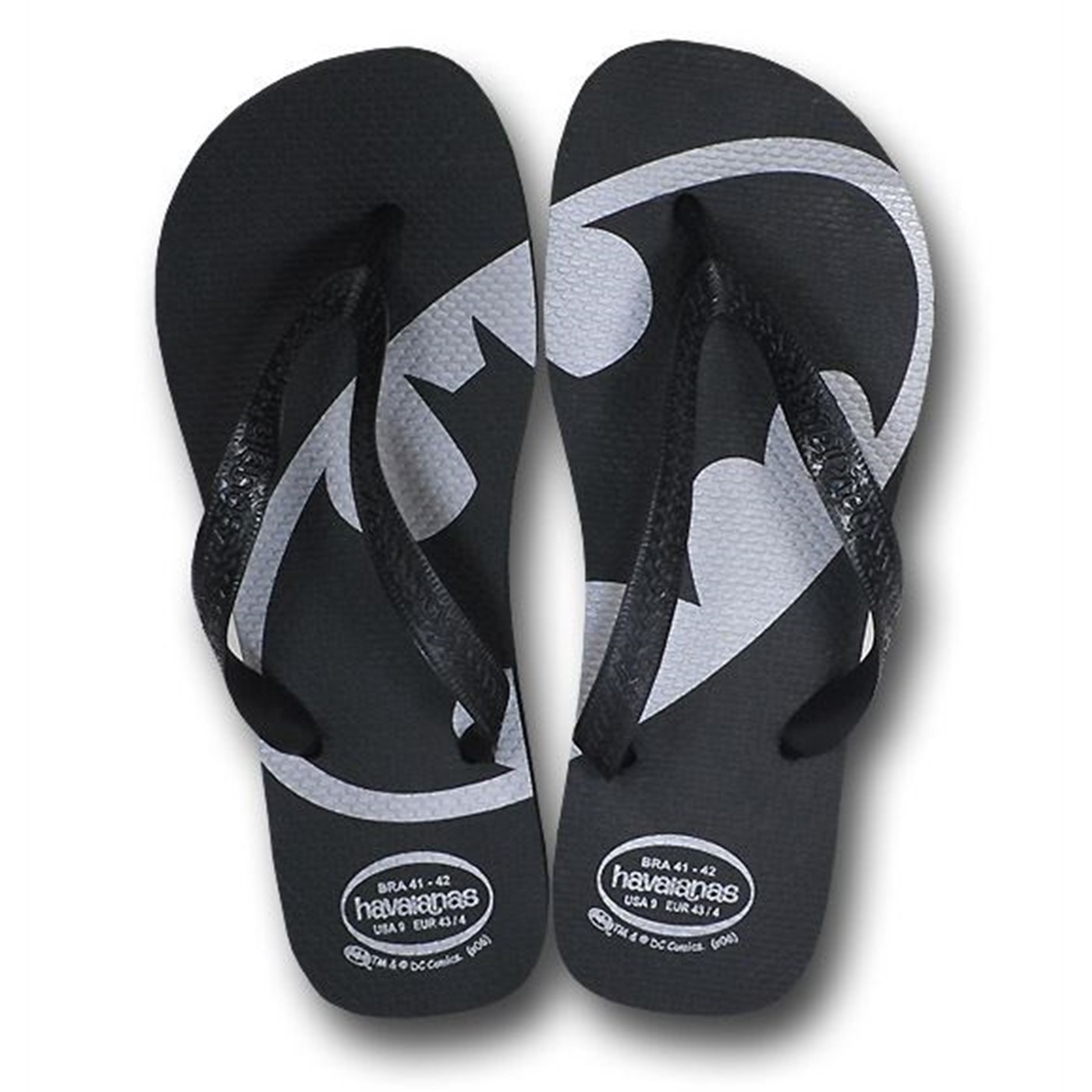 Batman Havaianas Black and Silver Sandal Flip Flops, Black