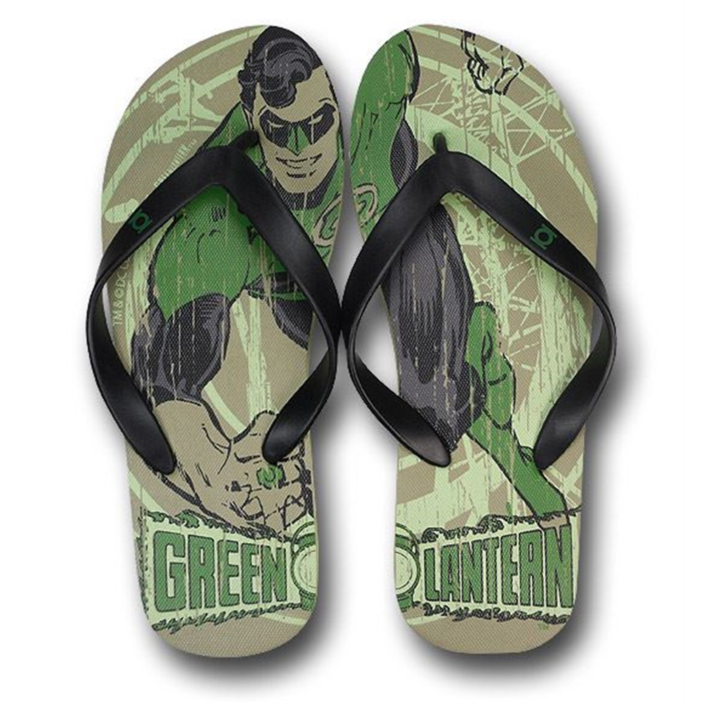 Green Lantern Weathered Flight Flip Flops, Green