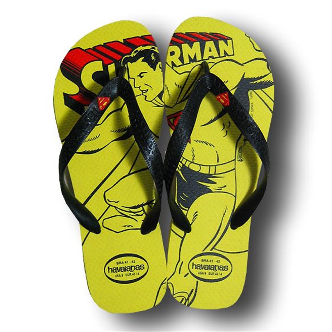 Superman Havaianas Yellow Flying Sandal Flip Flops, Yellow