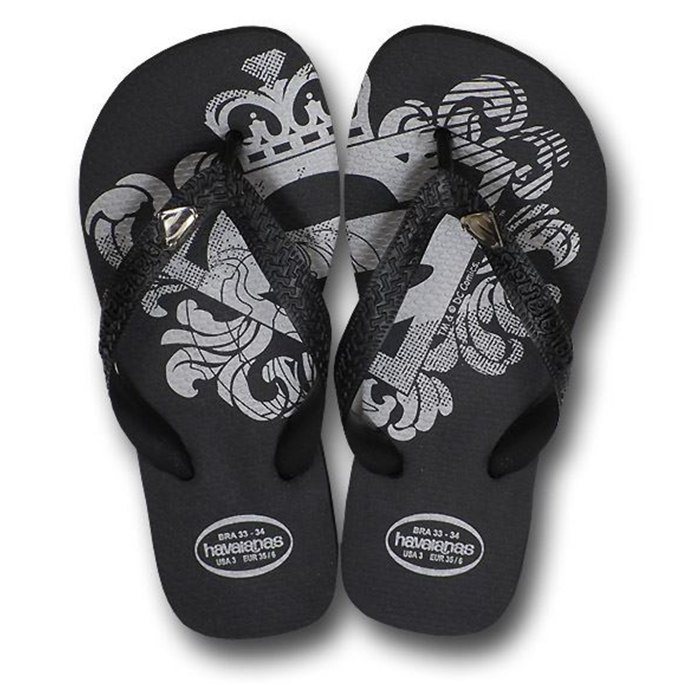 Superman Youth Crown Havaianas Sandal Flip Flops, Black