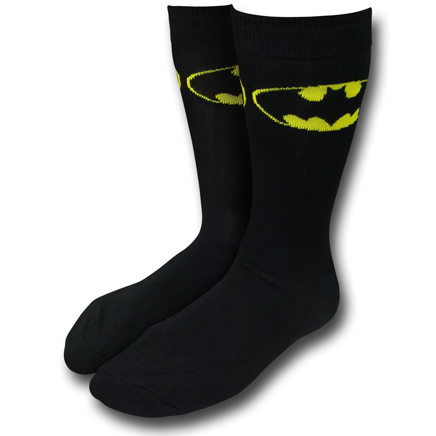 Batman Yellow Symbol Black Crew Socks, Black