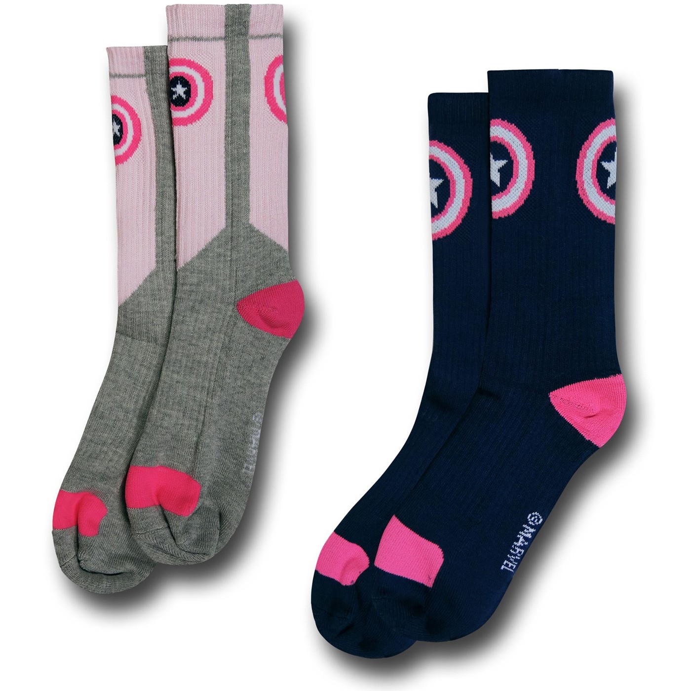 Captain America Womens Athletic Crew Sock 2-Pair Pack, Blue