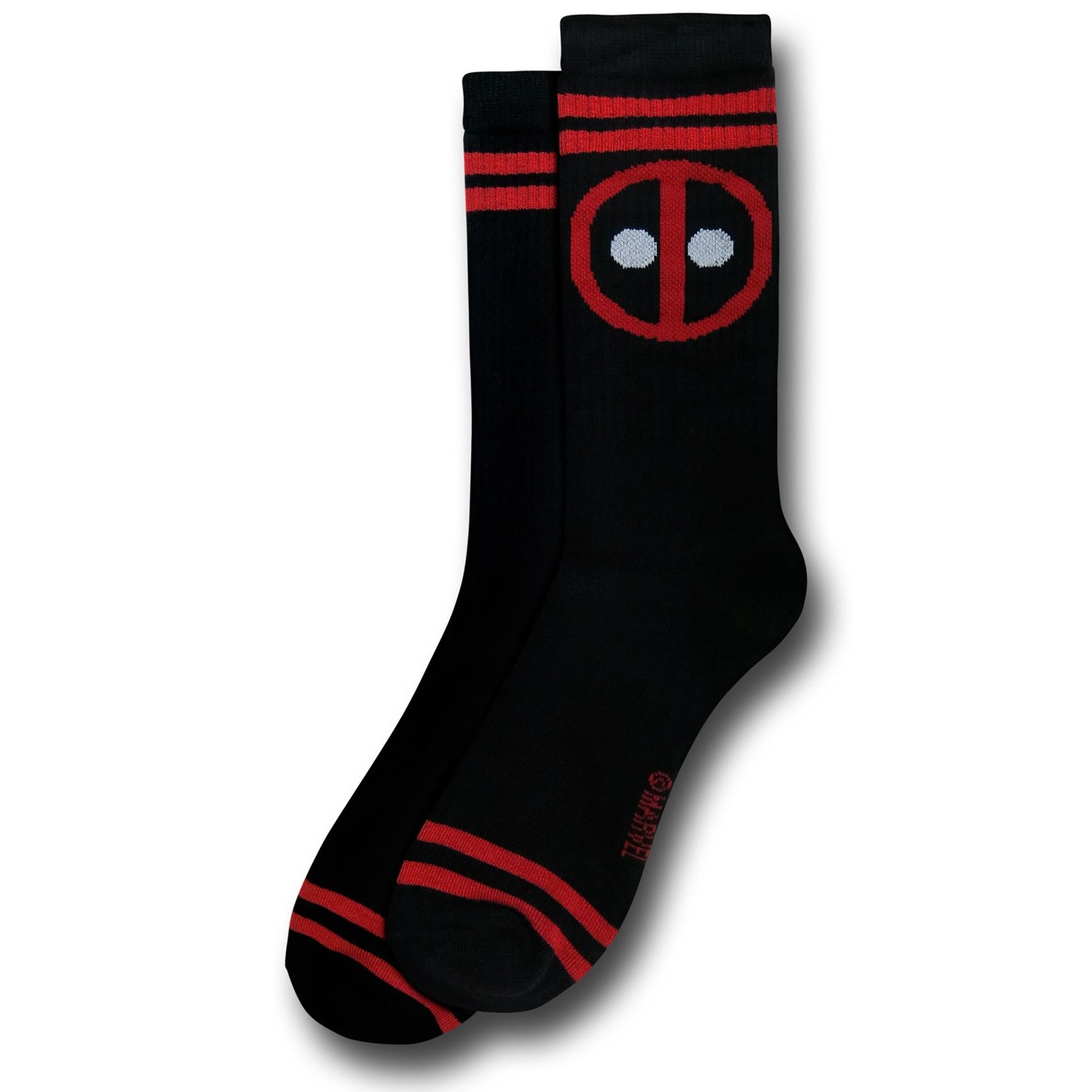 Deadpool Symbol Black Crew Socks, Black