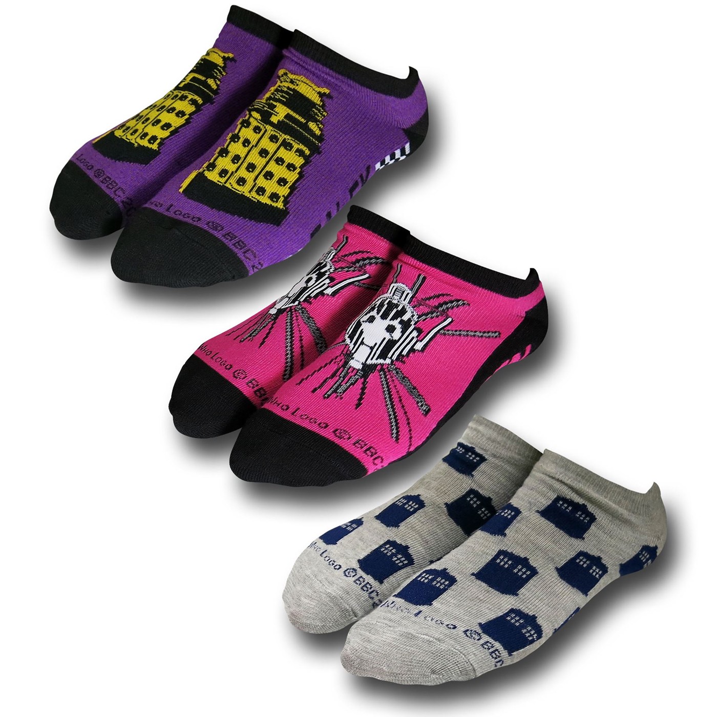 Dr. Who Ladies Lowcut Socks 3-Pair Pack, Pink