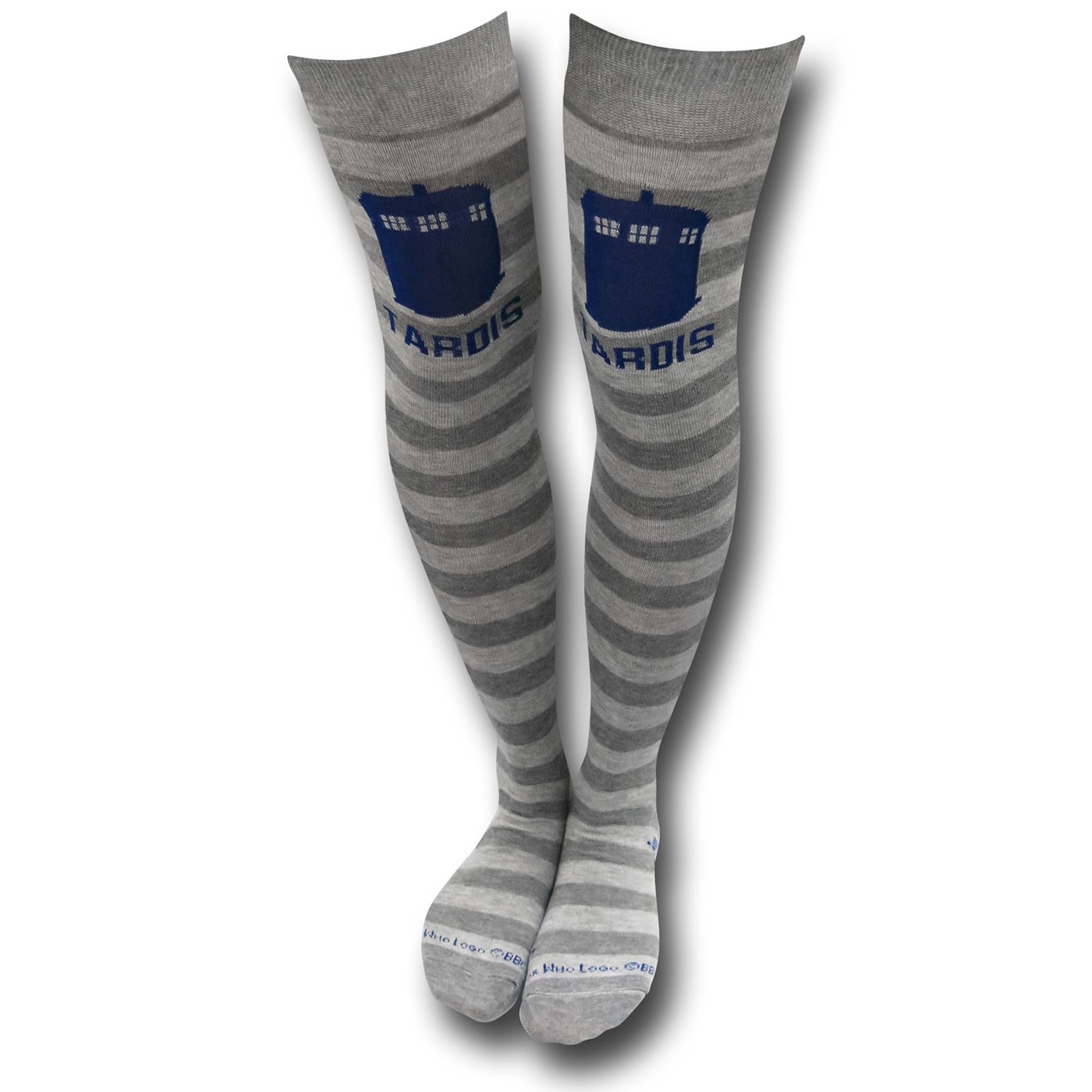 Dr. Who Ladies Over The Knee Rugby Socks, Grey