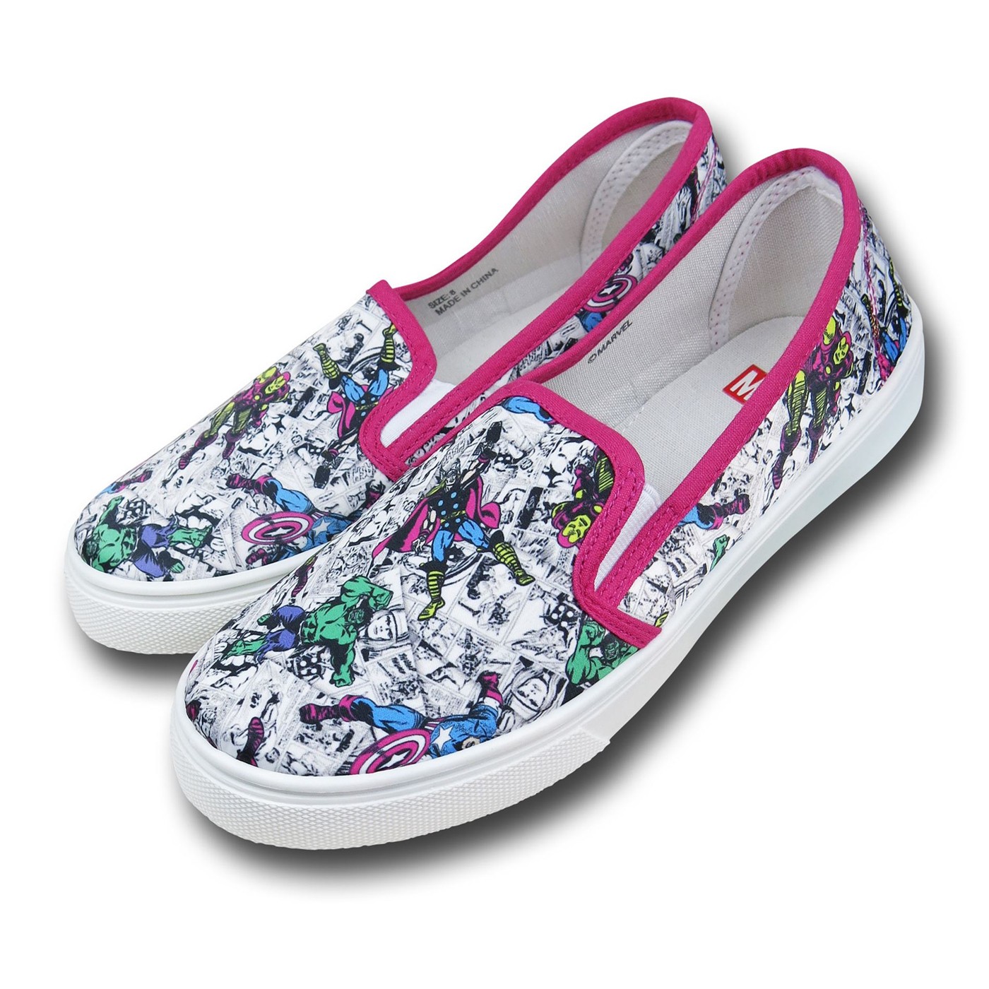 Marvel Women's Slip-On Sneakers, White