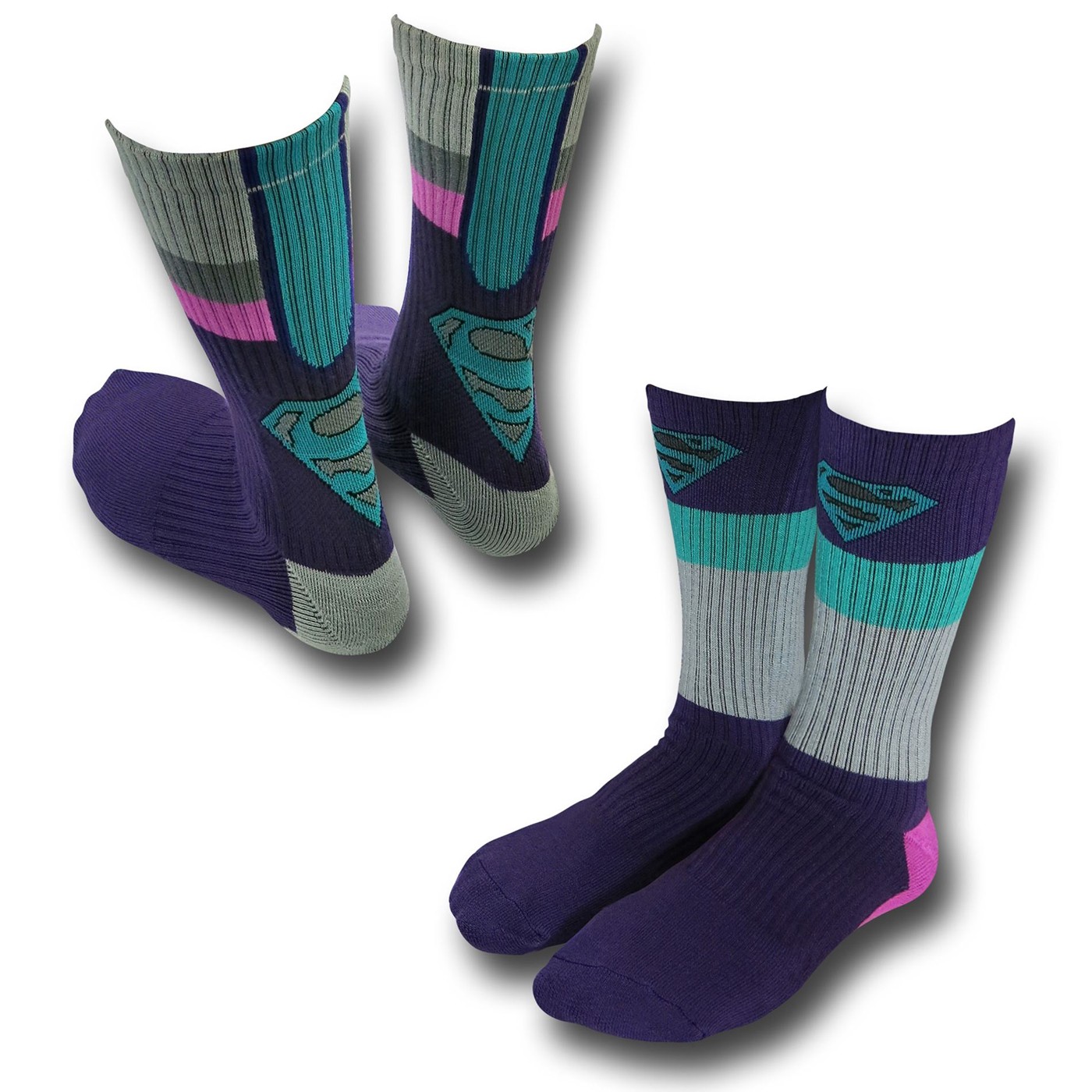Superman Women's Athletic Crew Sock 2-Pair Pack, Purple