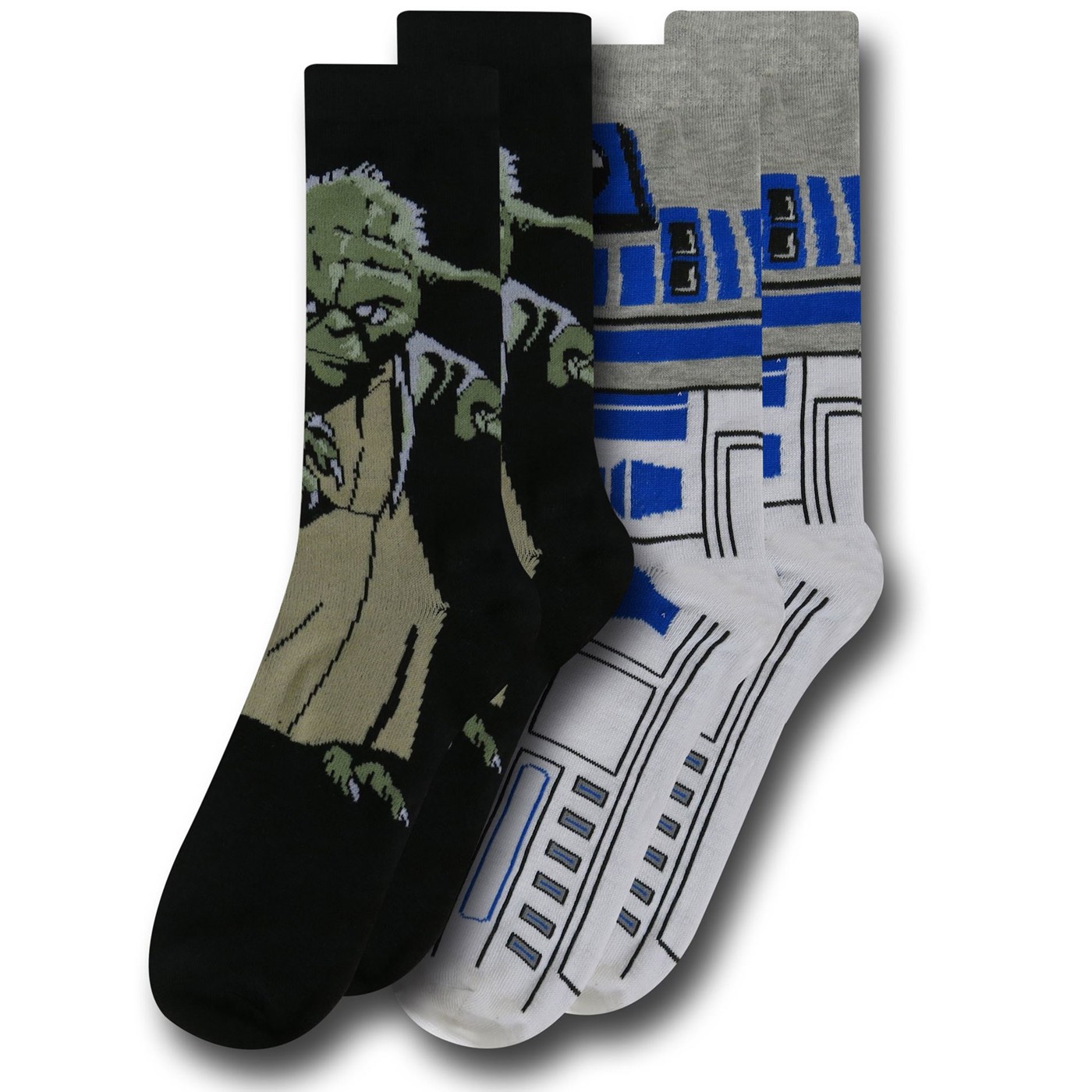 Star Wars Yoda & R2D2 Crew Sock 2-Pair Pack, Black