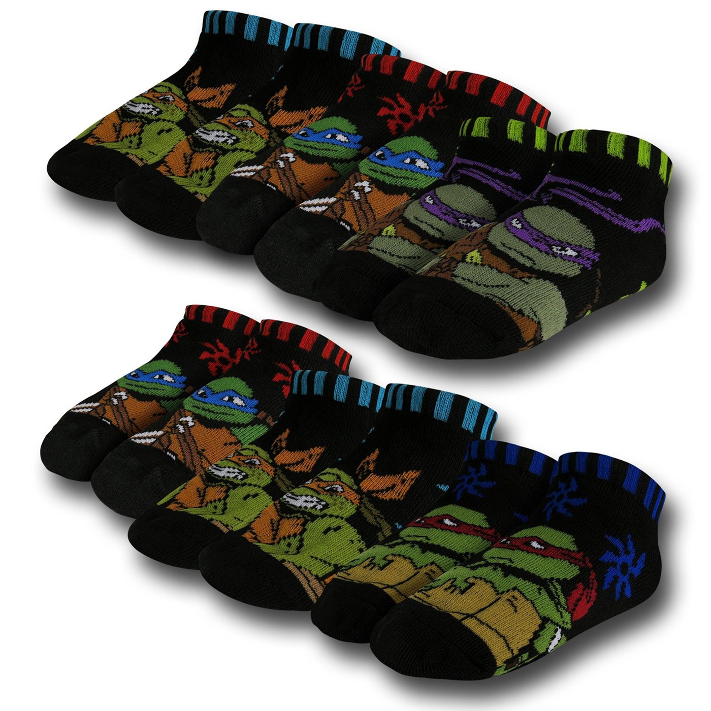 TMNT Kids Black Socks 6-Pack, Black