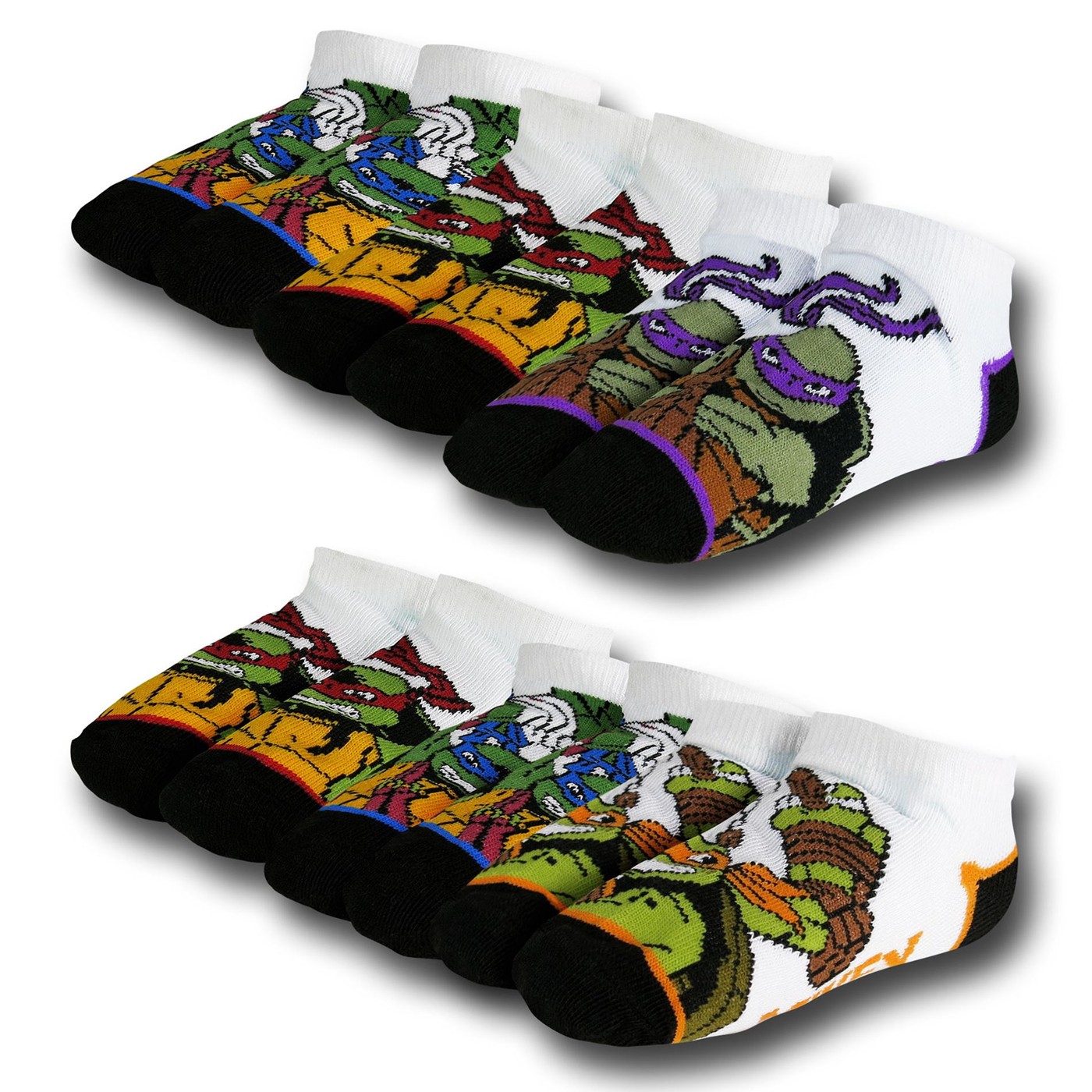 TMNT Kids White Socks 6-Pack, White