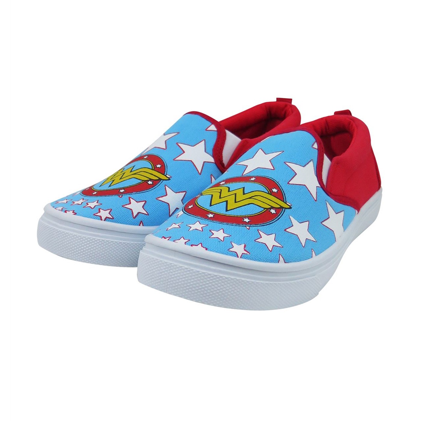 Wonder Woman Stars Women's Slip On Sneakers, Red