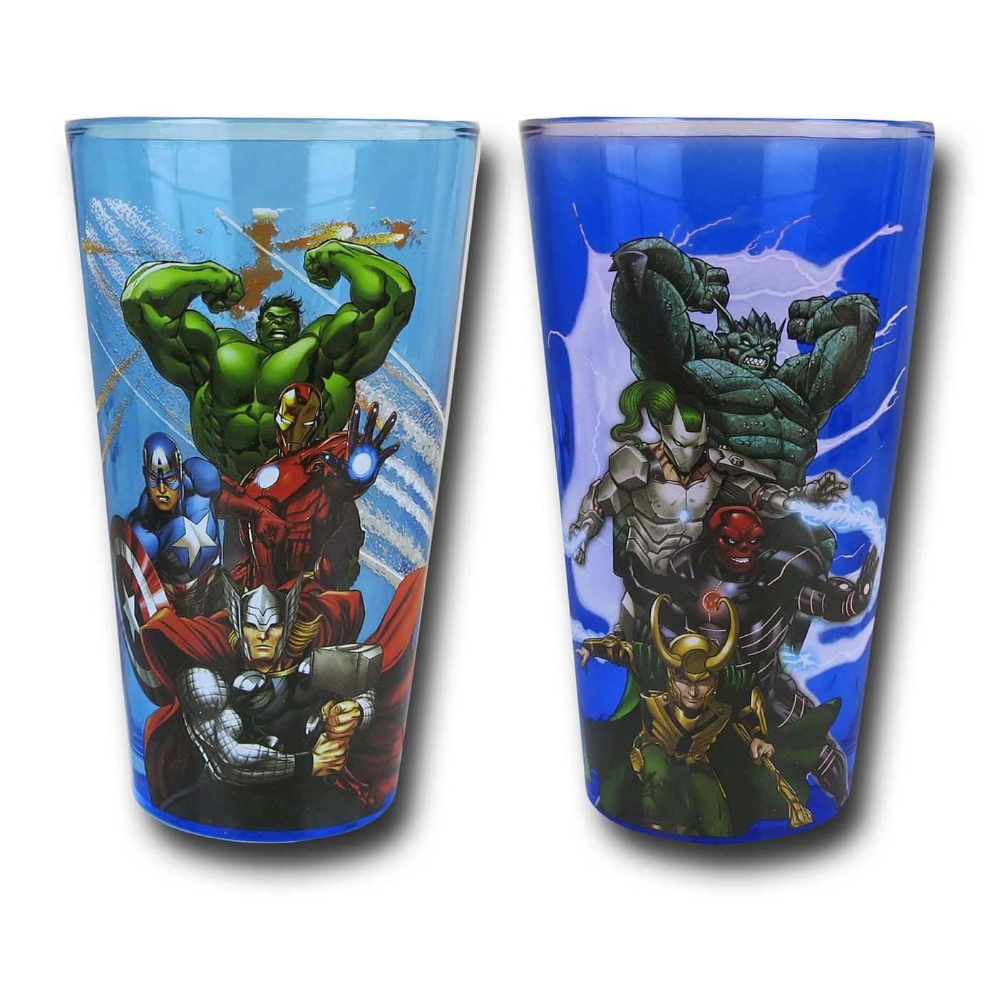 Avengers Heroes & Villains 2-Piece Pint Glass Set, Blue