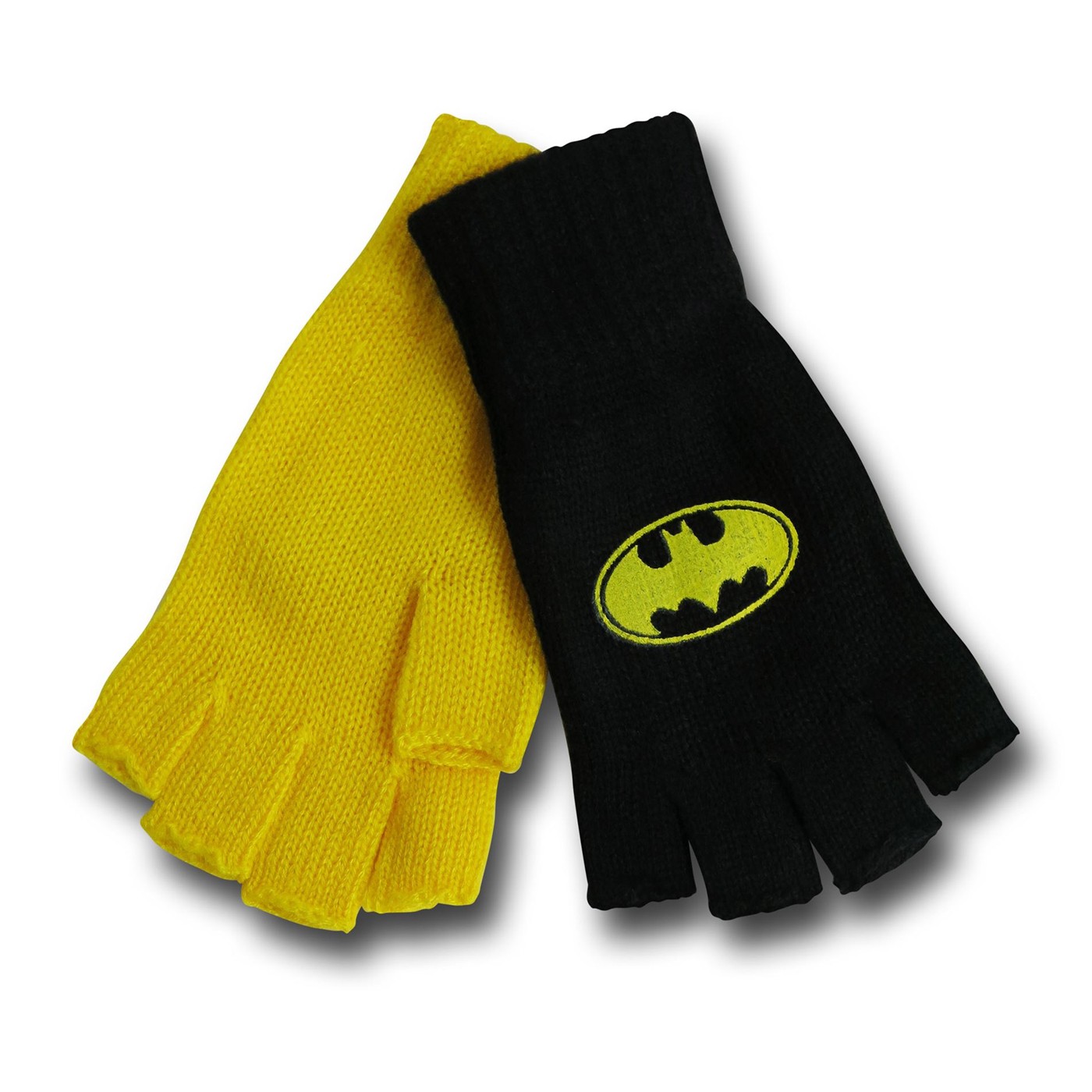 Batman Black & Yellow Fingerless Gloves, Yellow