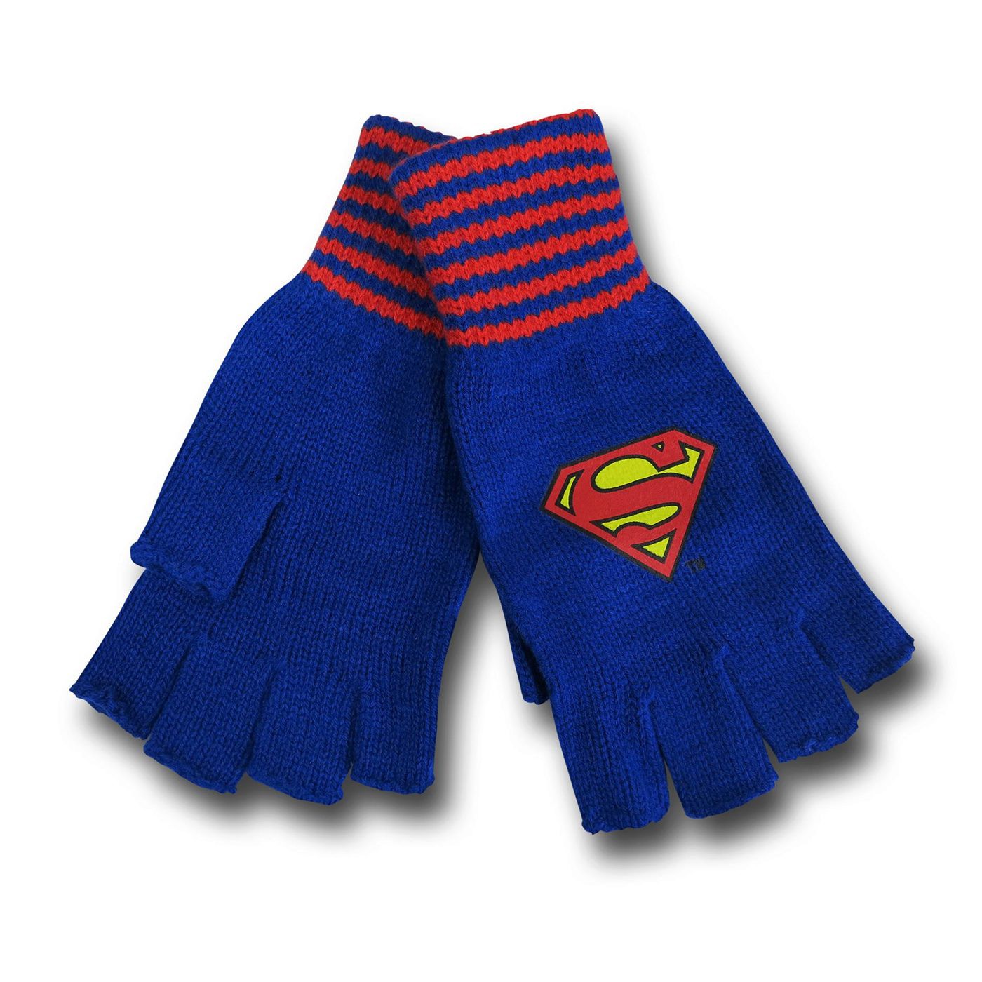 Superman Blue Fingerless Gloves, Blue