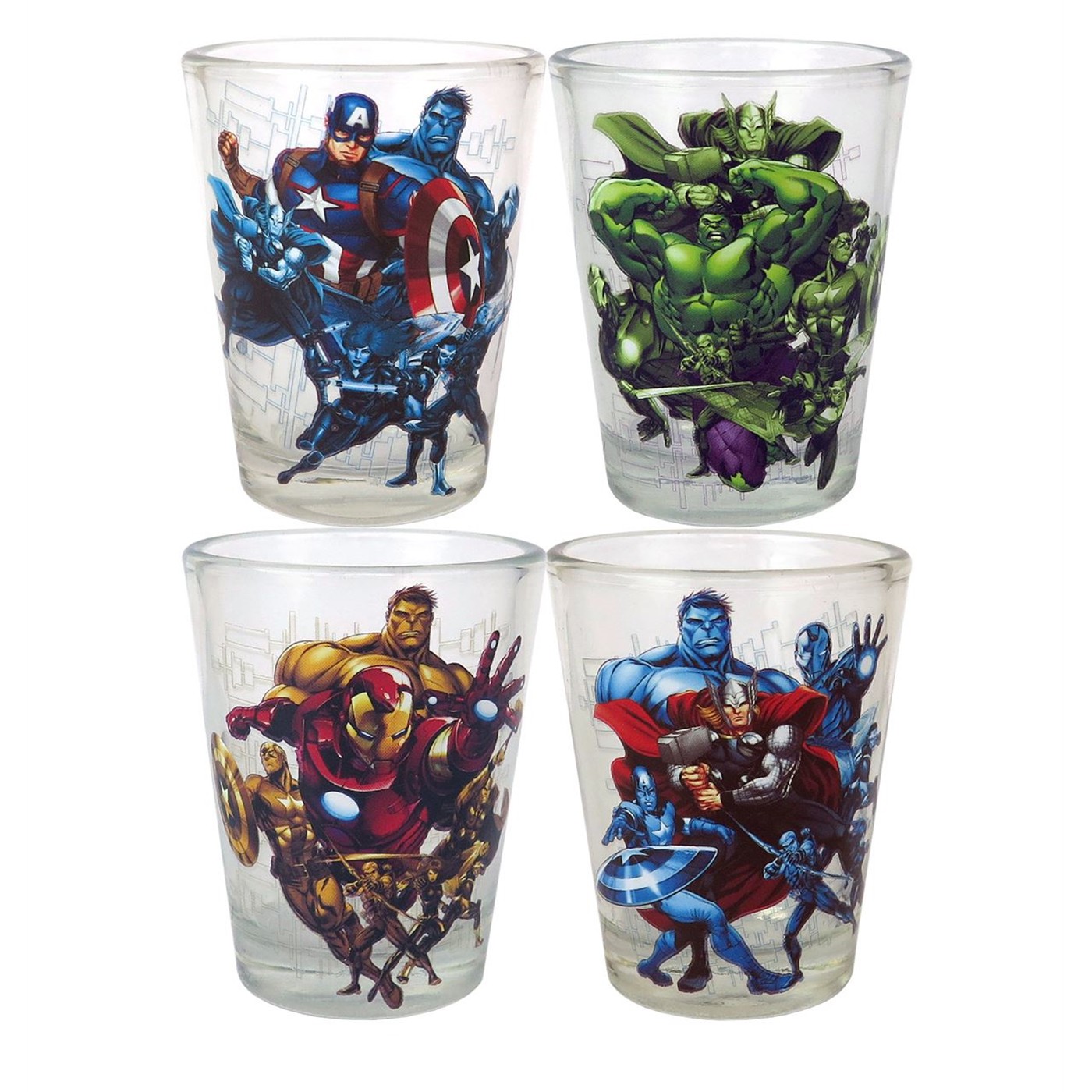 Avengers Mini Glass 4-Pack, Blue