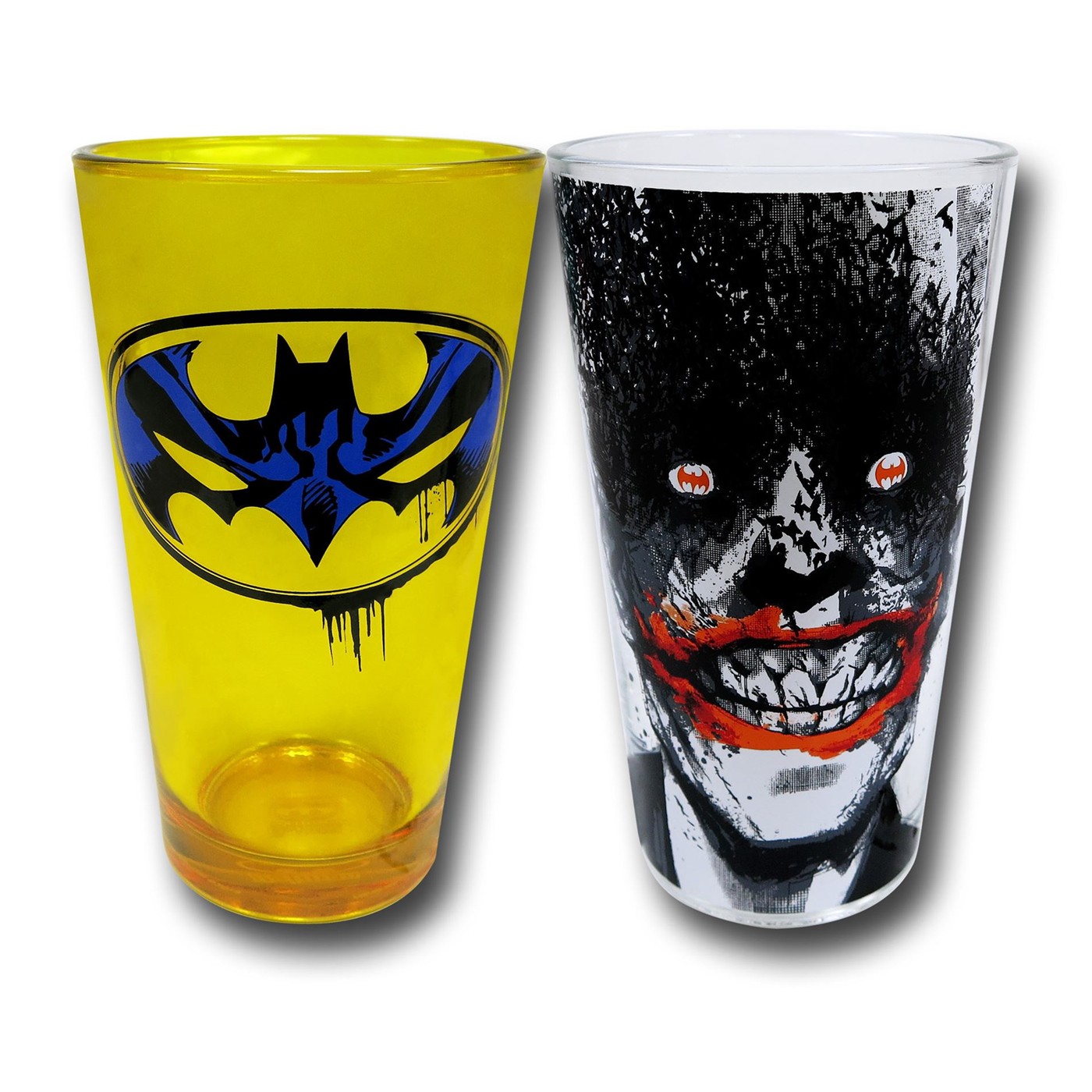 Batman and Joker 2-Pack Pint Glass Set, Black