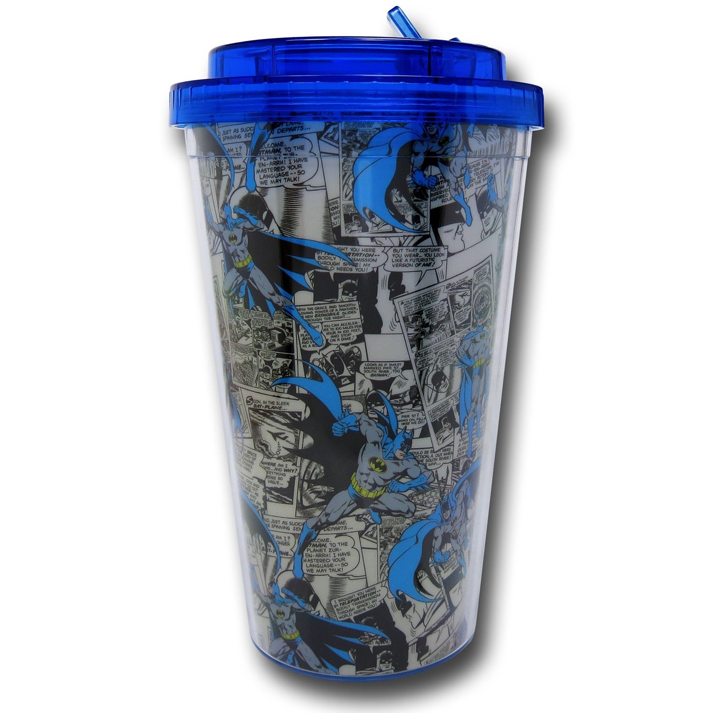 Batman Comic Panels Flip Straw 16oz Cold Cup, Blue