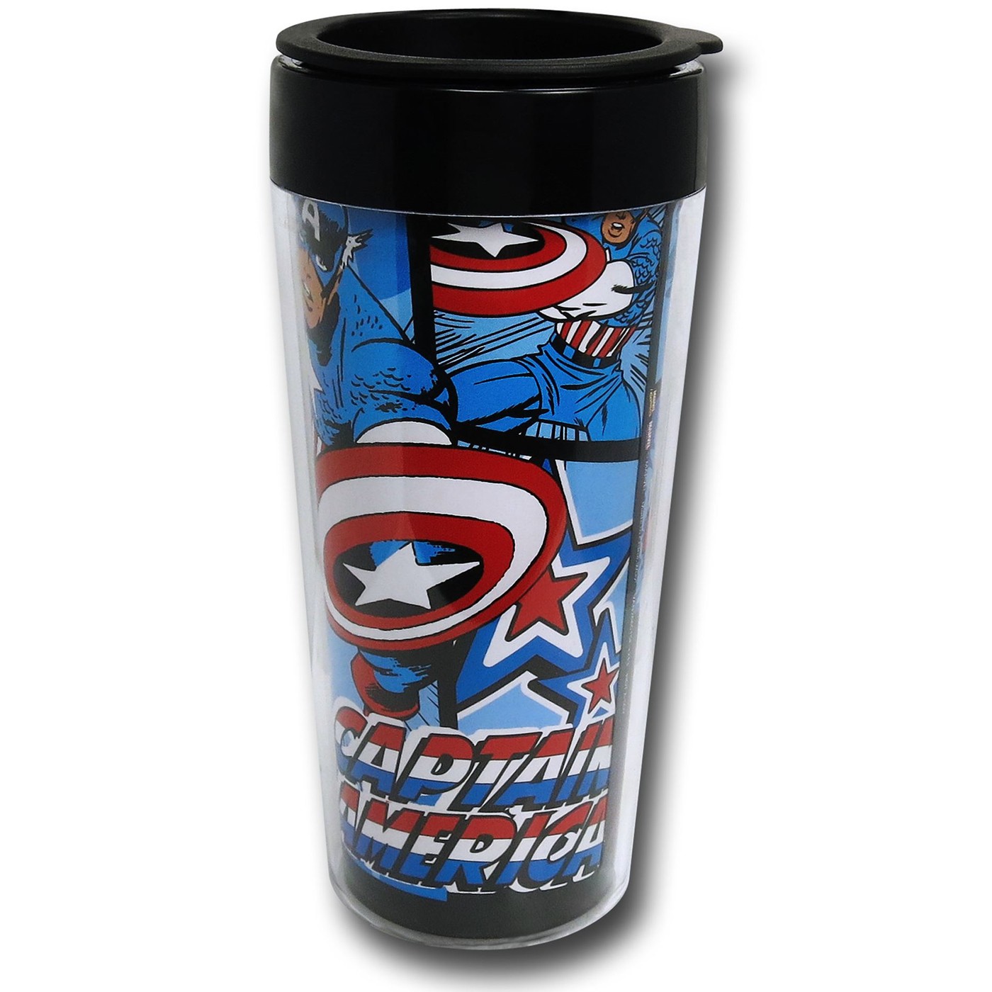 Captain America Action 16oz Plastic Travel Mug, Blue