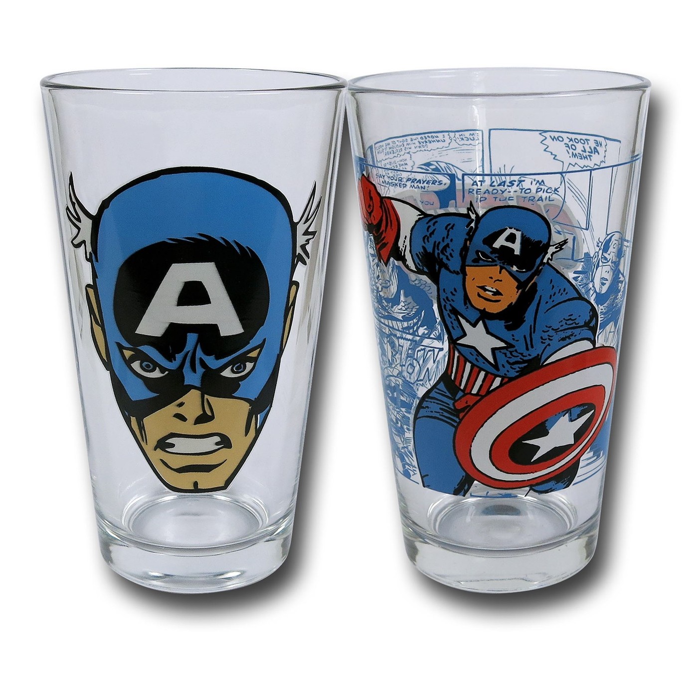 Captain America Face & Pose Pint 2-Pack, Blue