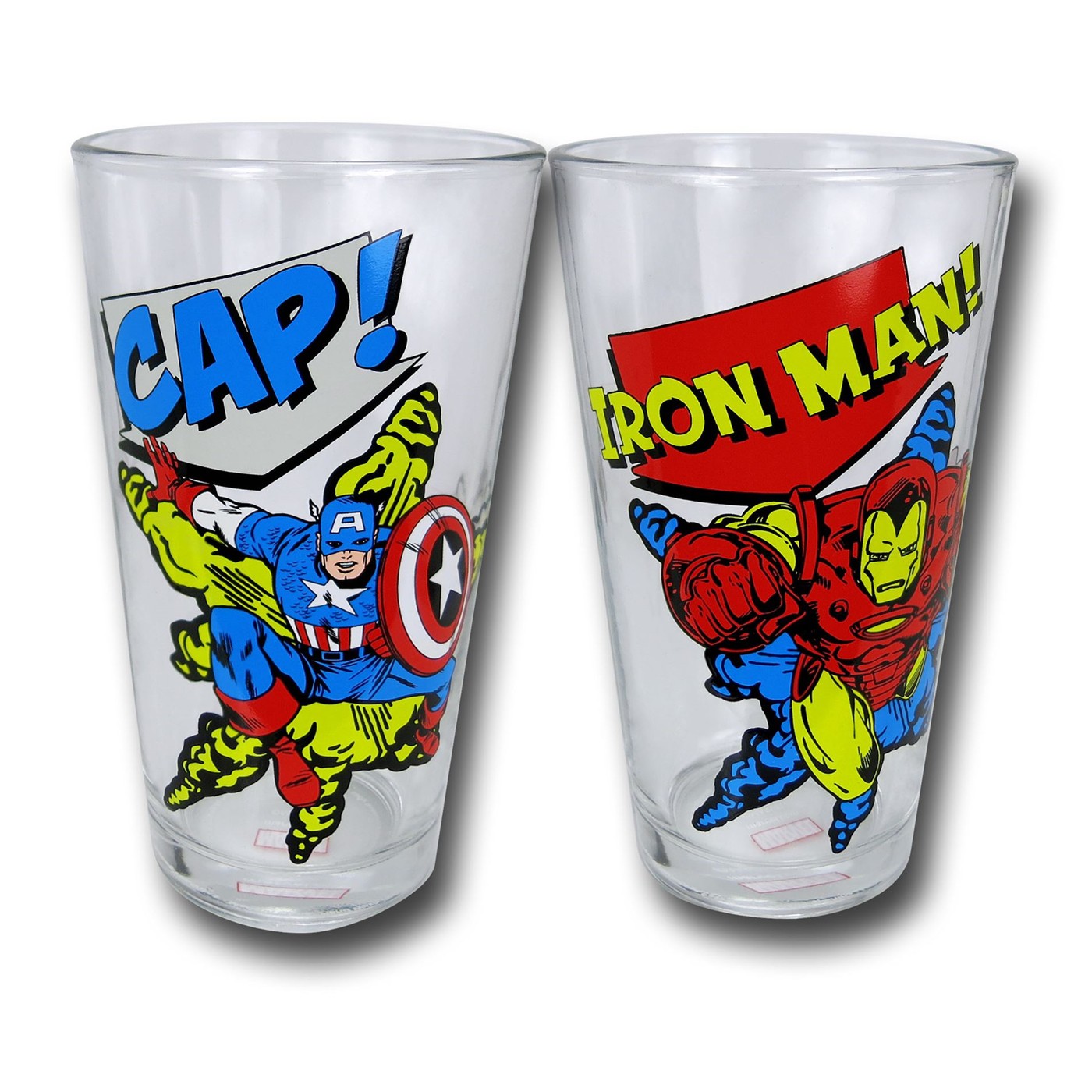 Captain America & Iron Man Retro Pint Glass 2-Pack, Blue