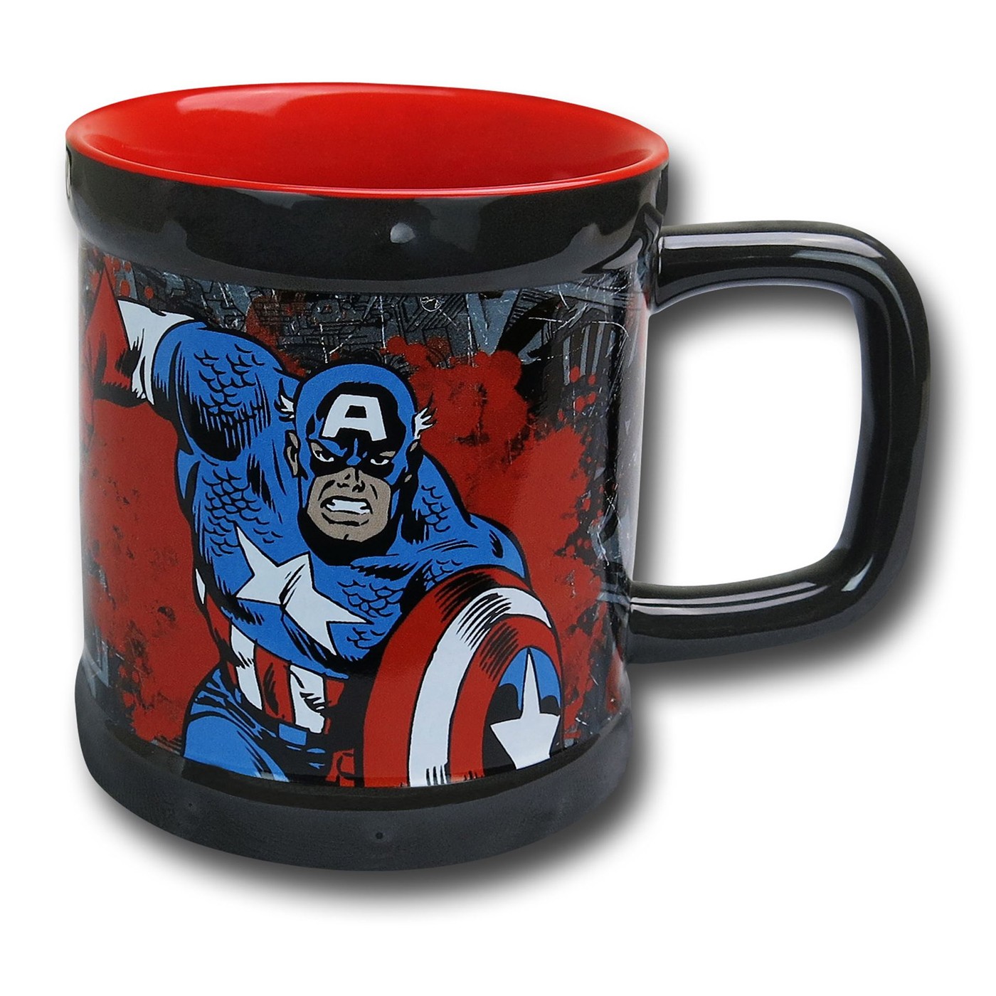 Captain America Large Stoneware Mug, Black