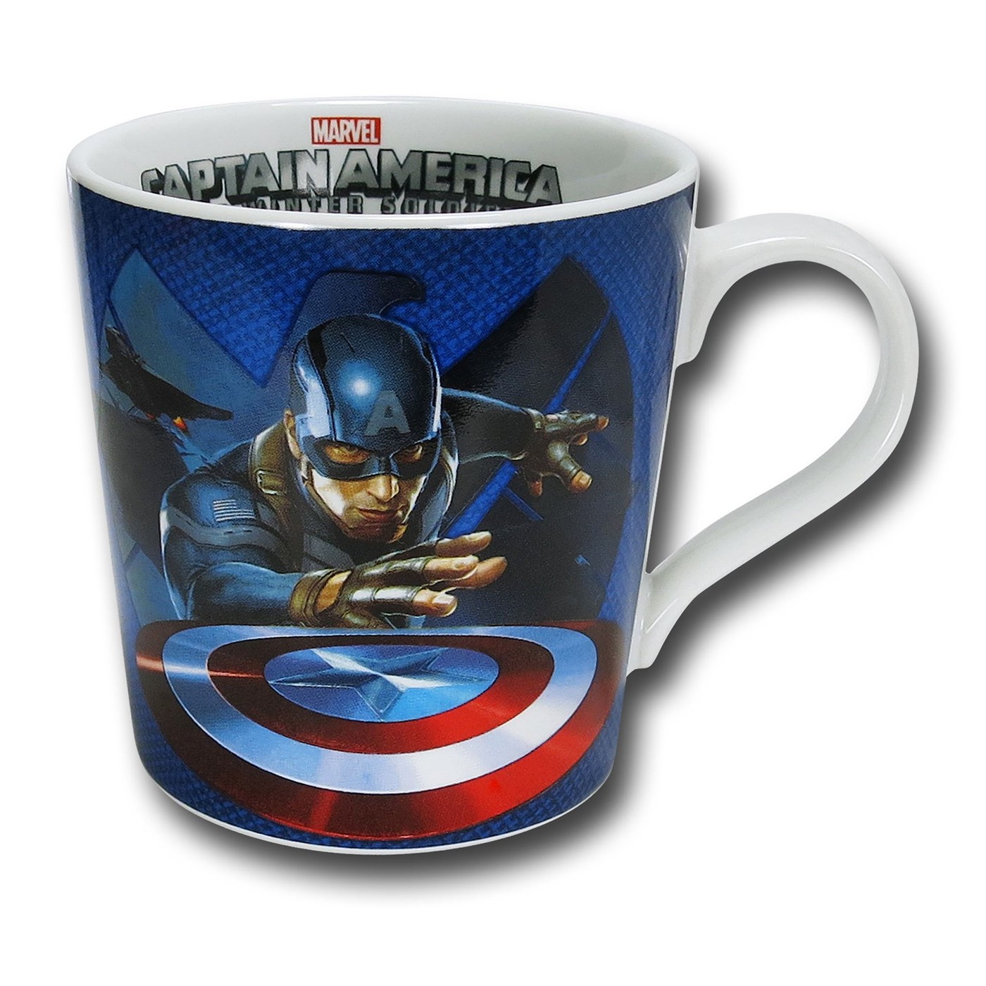 Captain America Winter Soldier Logo Rim 12oz Mug, Blue