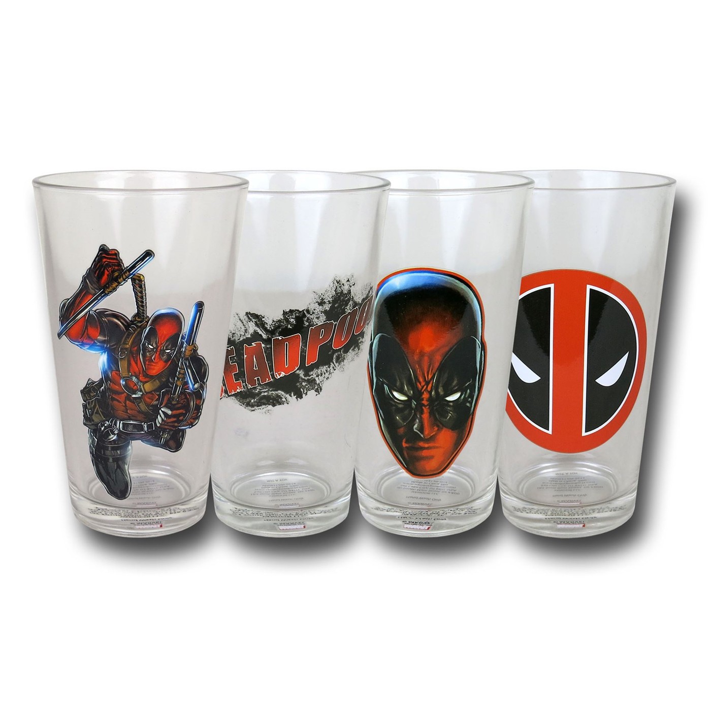 Deadpool 4-Piece Pint Glass Set, Red