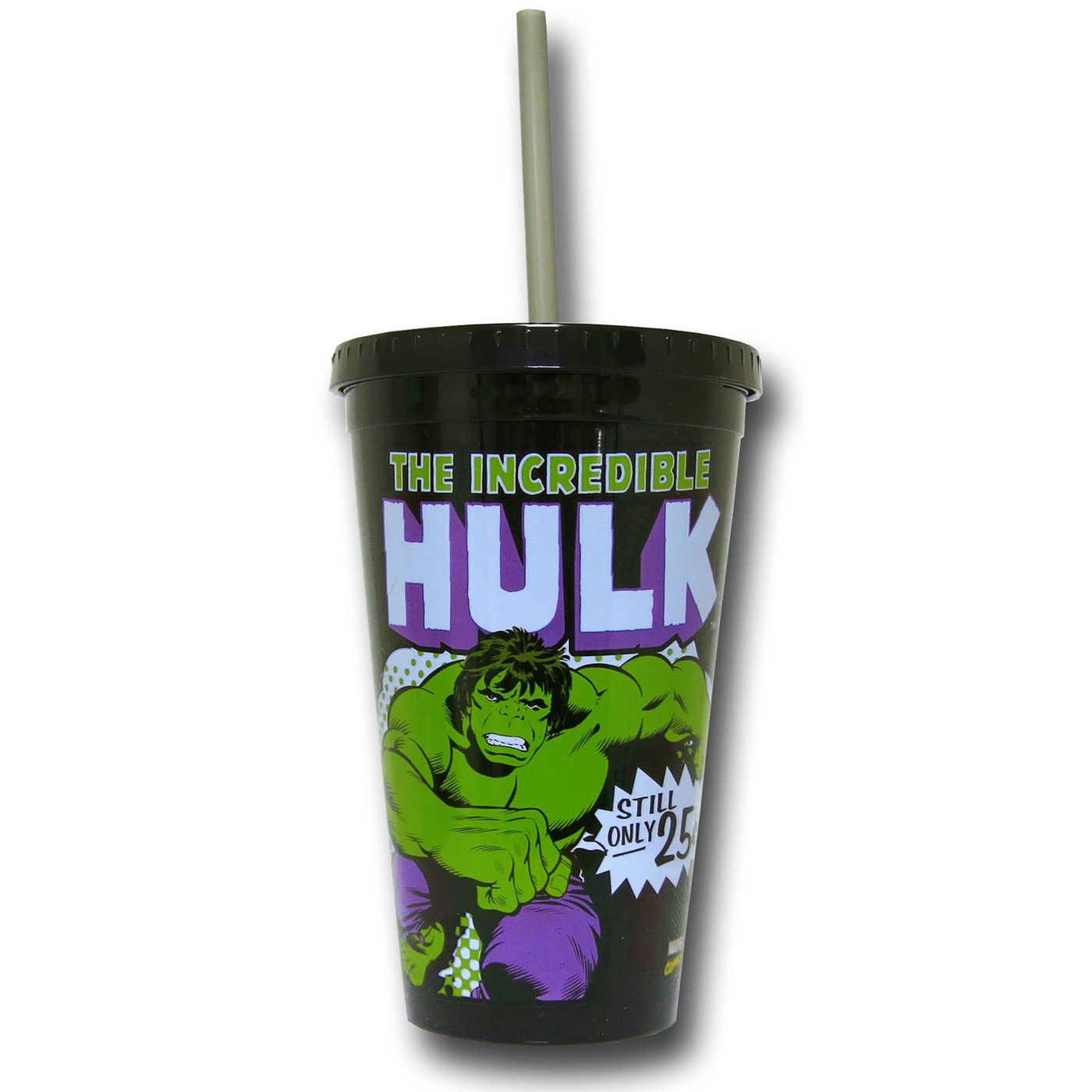 Hulk Retro Image 16oz Cold Cup with Straw, Black